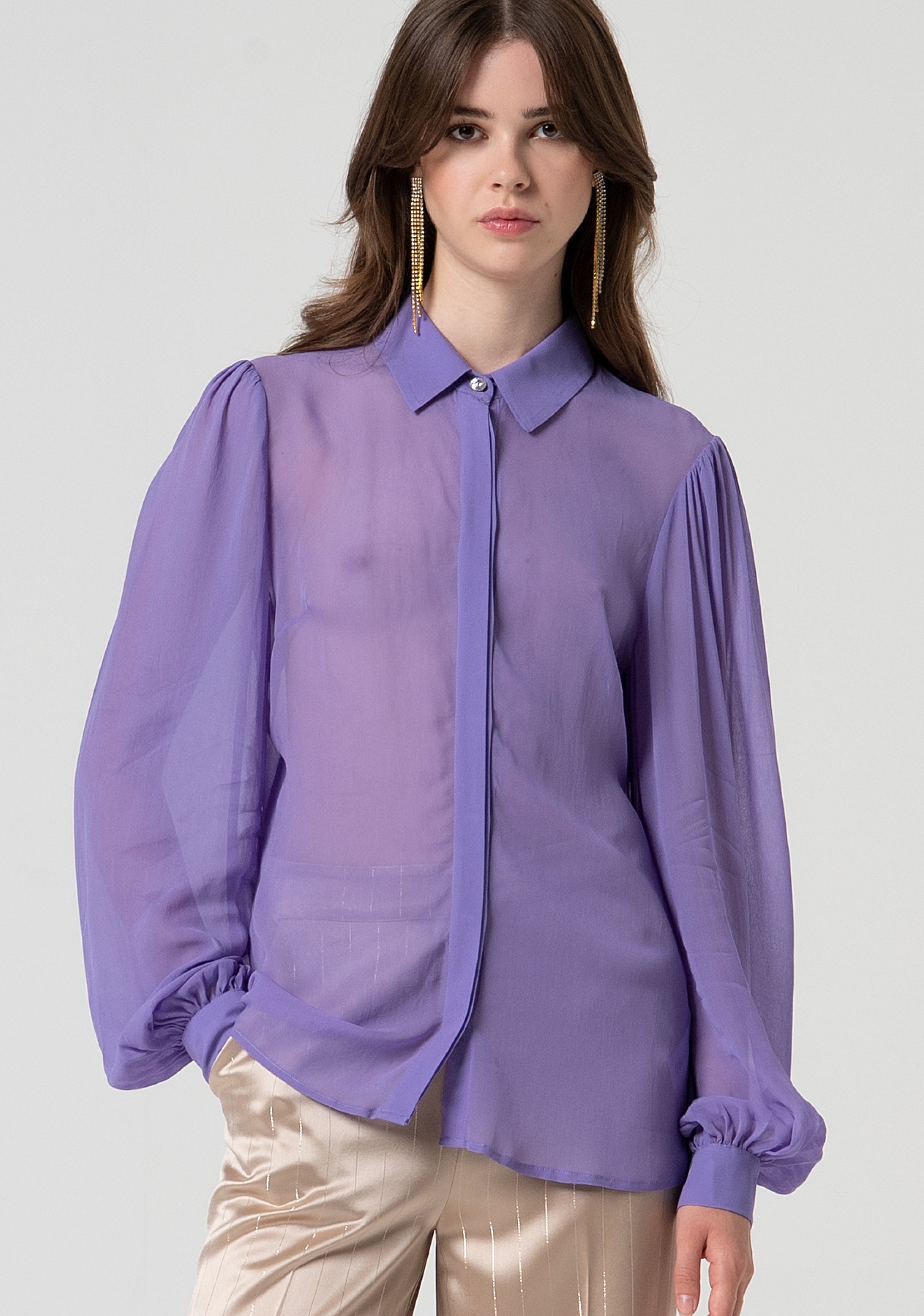 Camicia regular in tessuto trasparente FQ25ST6004W79401-189 Fracomina