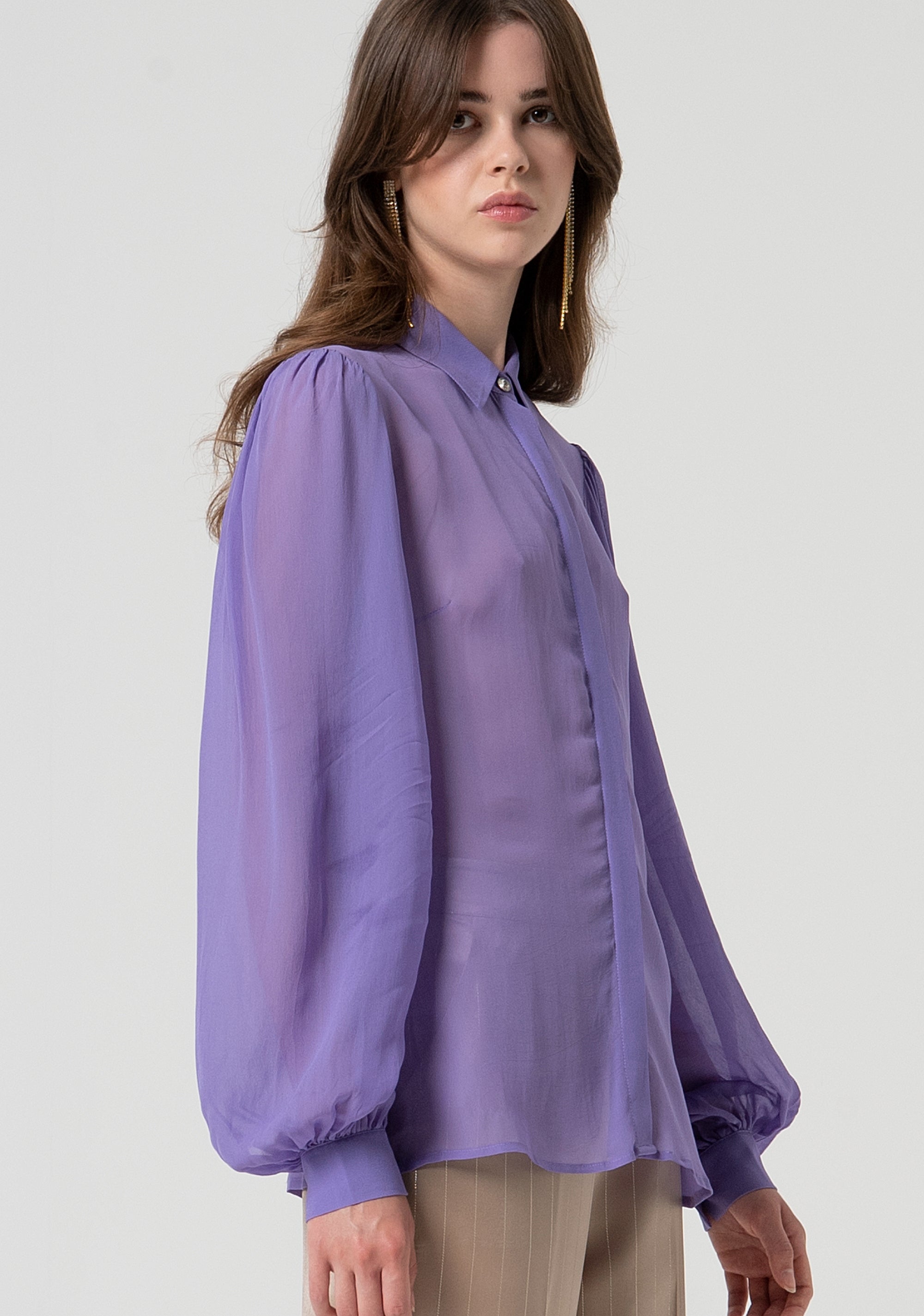 Camicia regular in tessuto trasparente FQ25ST6004W79401-189 Fracomina