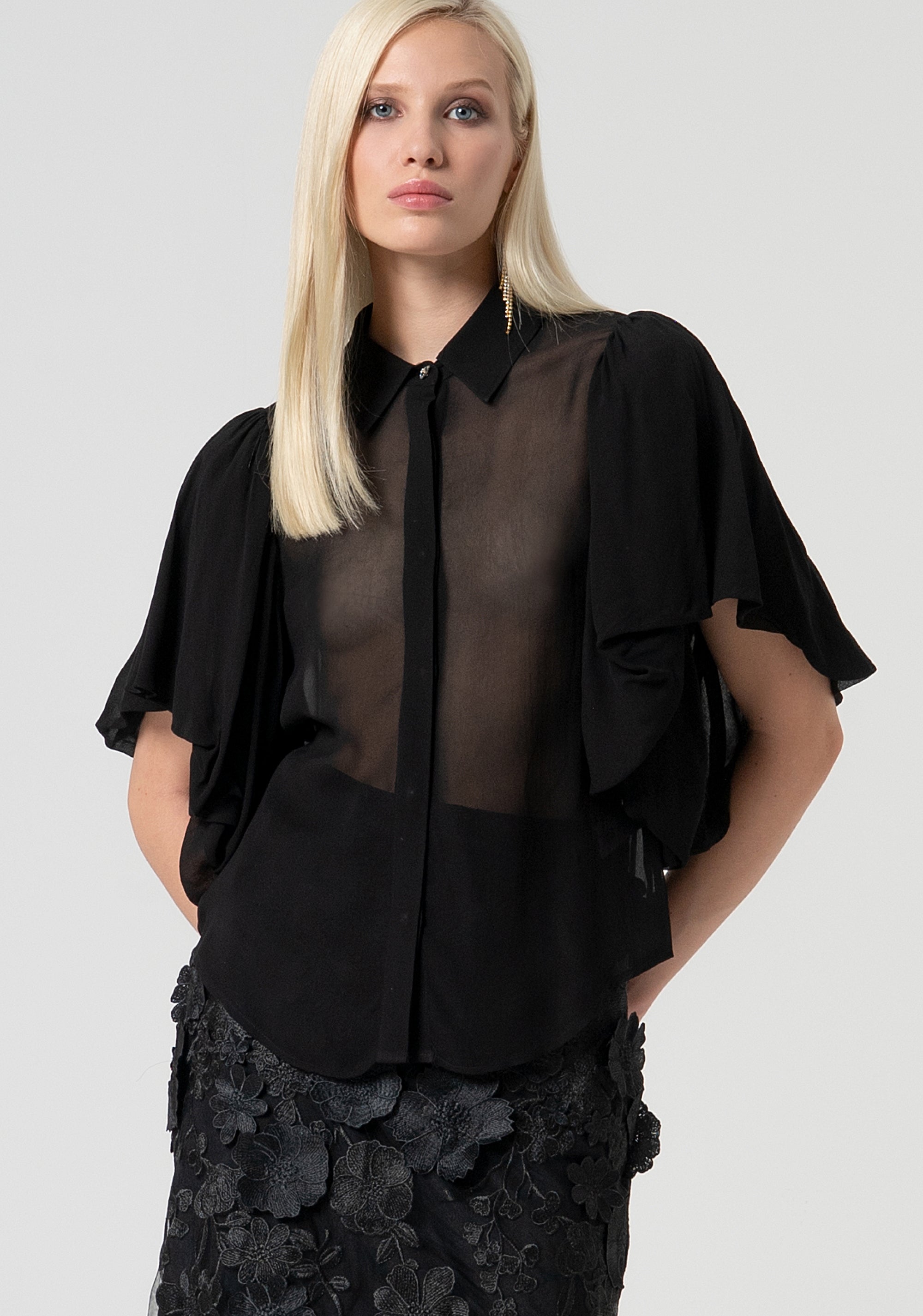 Camicia regular in tessuto trasparente FQ25ST6005W79401-053 Fracomina