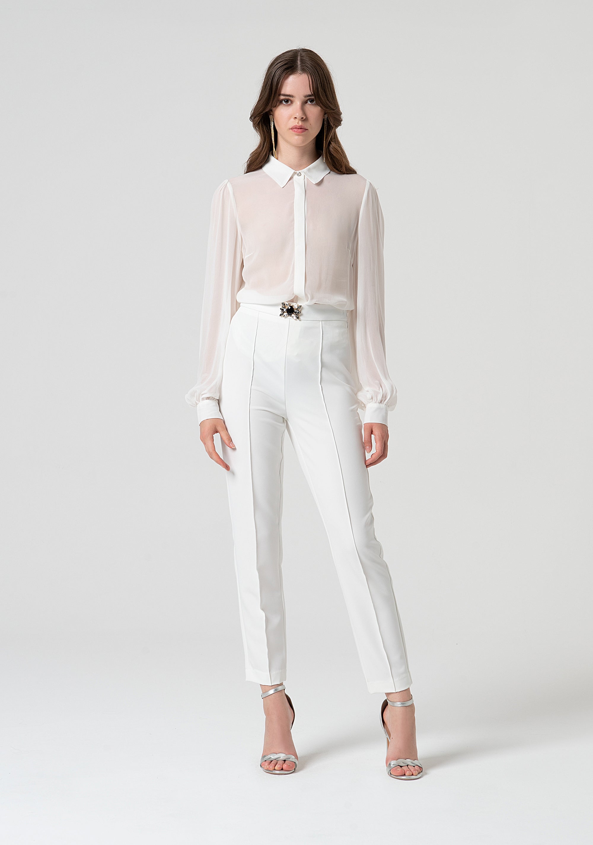 Pantaloni a sigaretta in crepe FQ25SV2001W75401-278 Fracomina