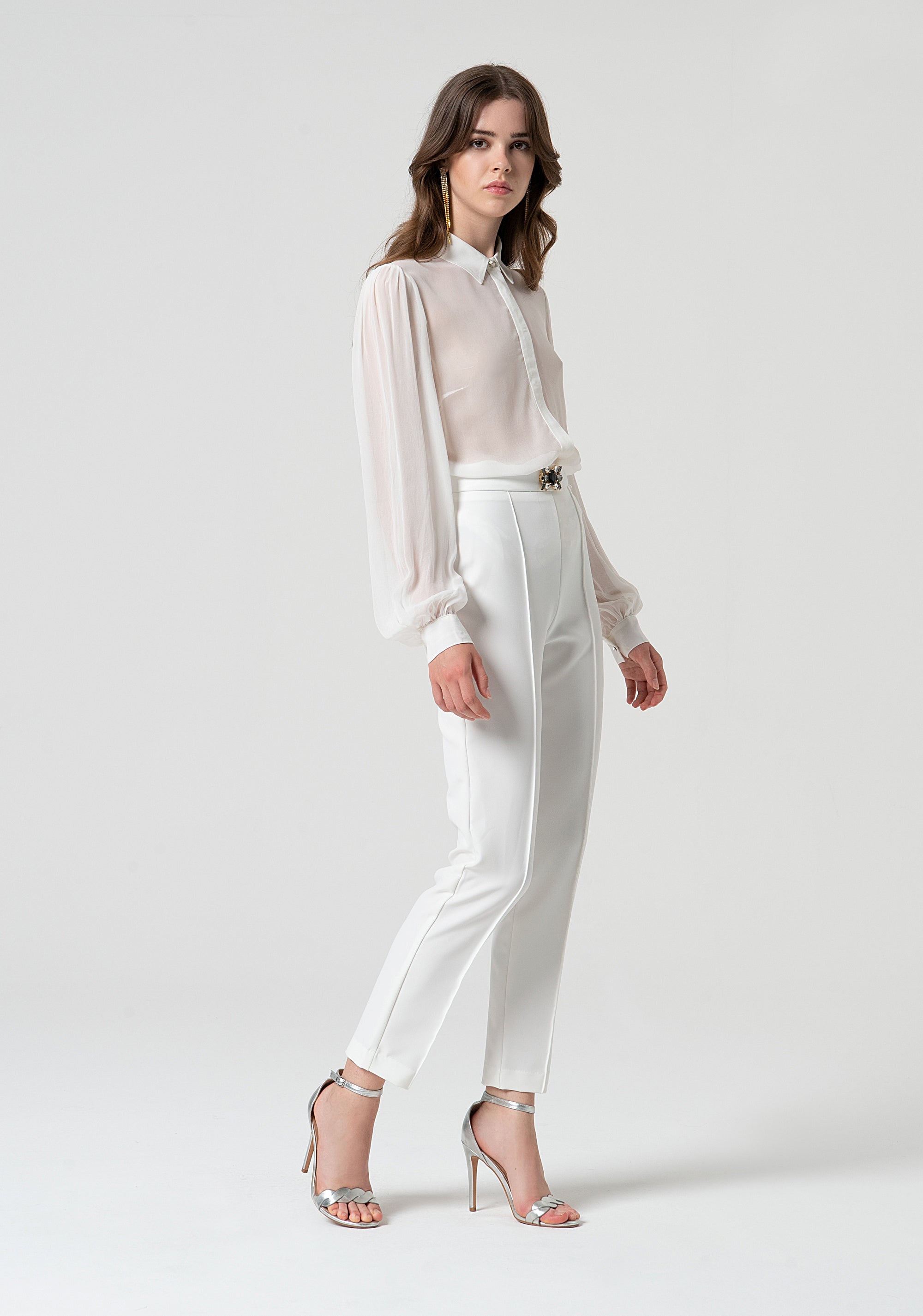 Pantaloni a sigaretta in crepe FQ25SV2001W75401-278 Fracomina