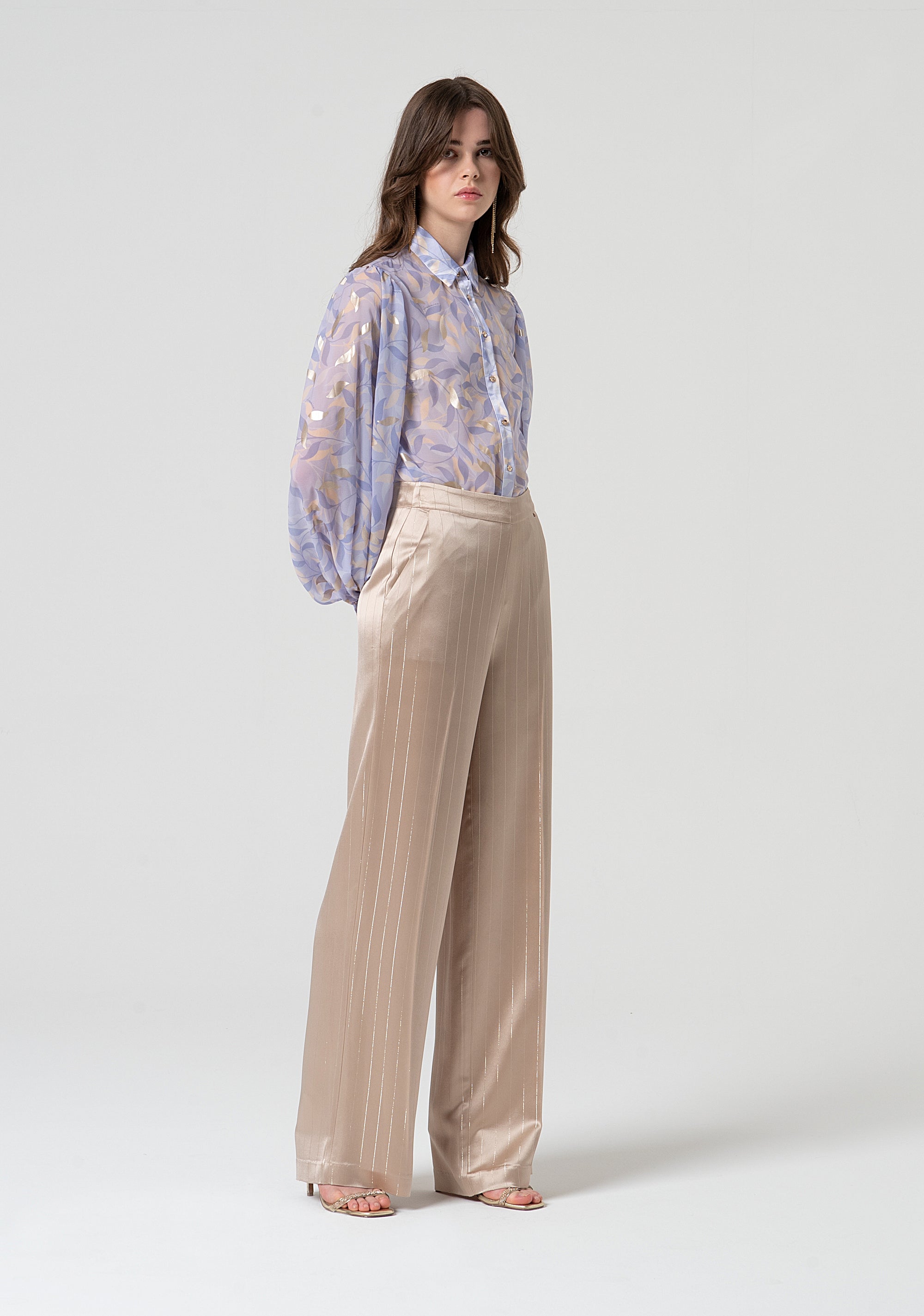 Pantalone a palazzo in raso con strass FQ25SV3003W411N8-Q62 Fracomina