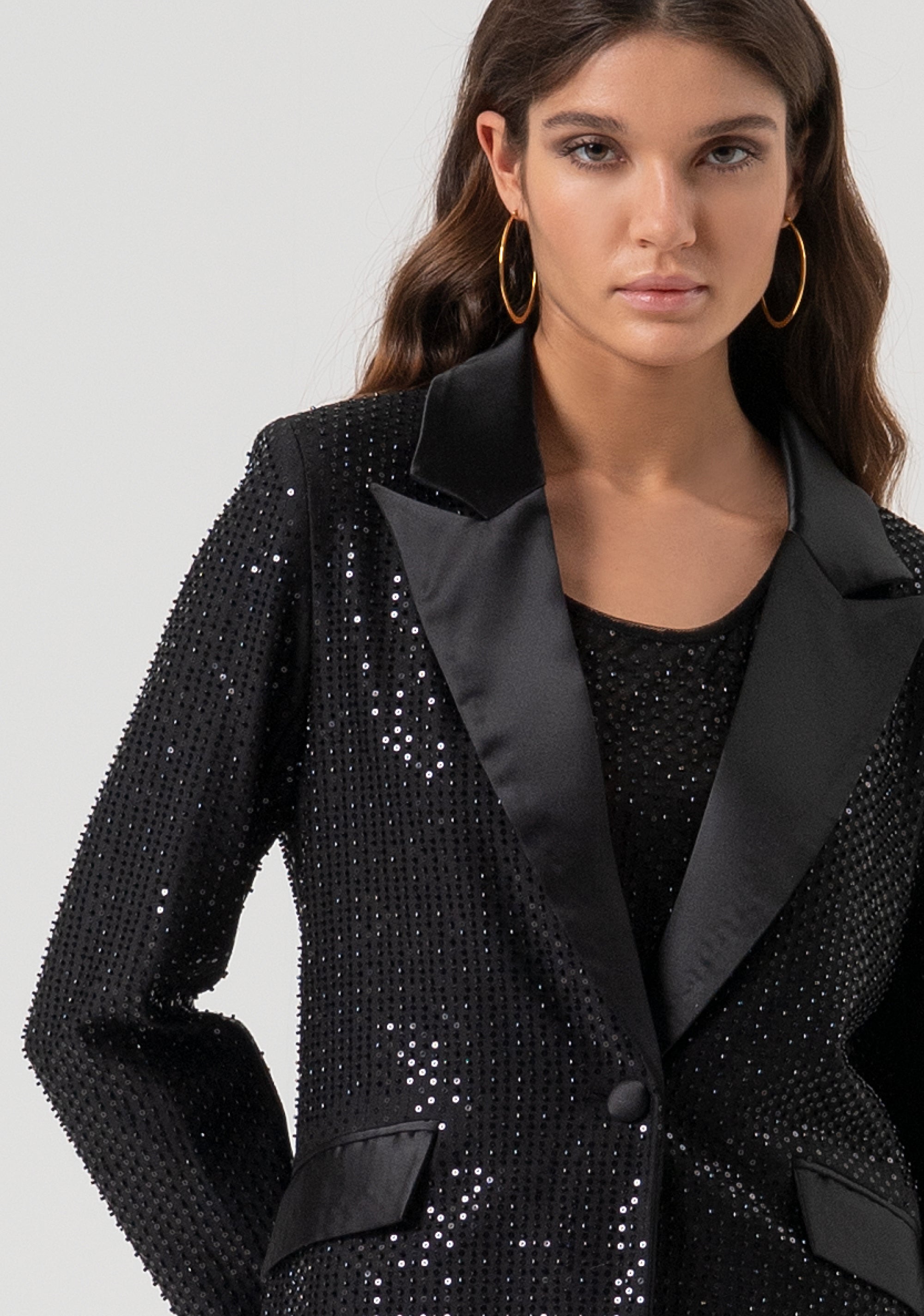 Blazer regular lungo monopetto con strass FQ25WJ3001W815R9-053 Fracomina