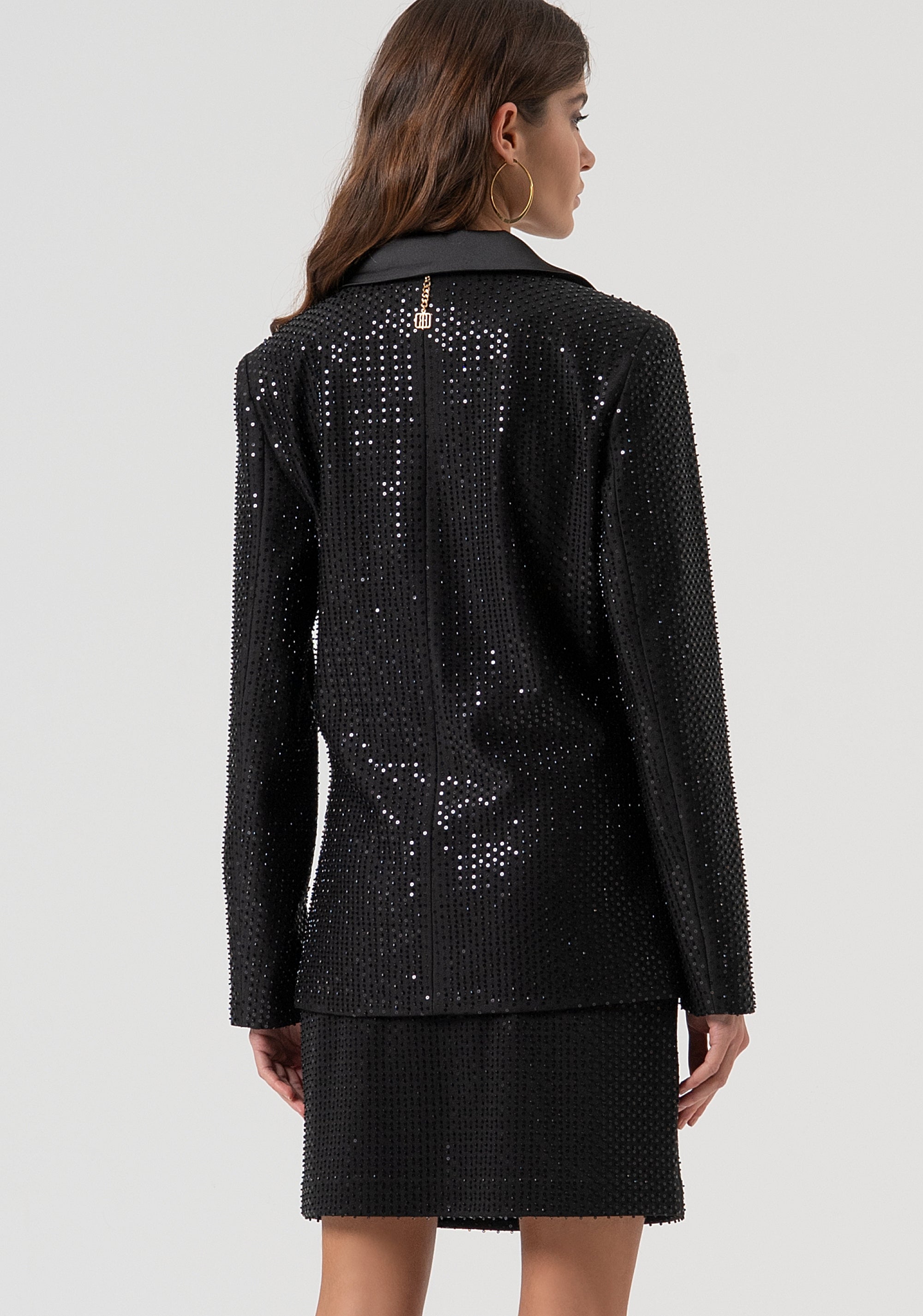 Blazer regular lungo monopetto con strass FQ25WJ3001W815R9-053 Fracomina