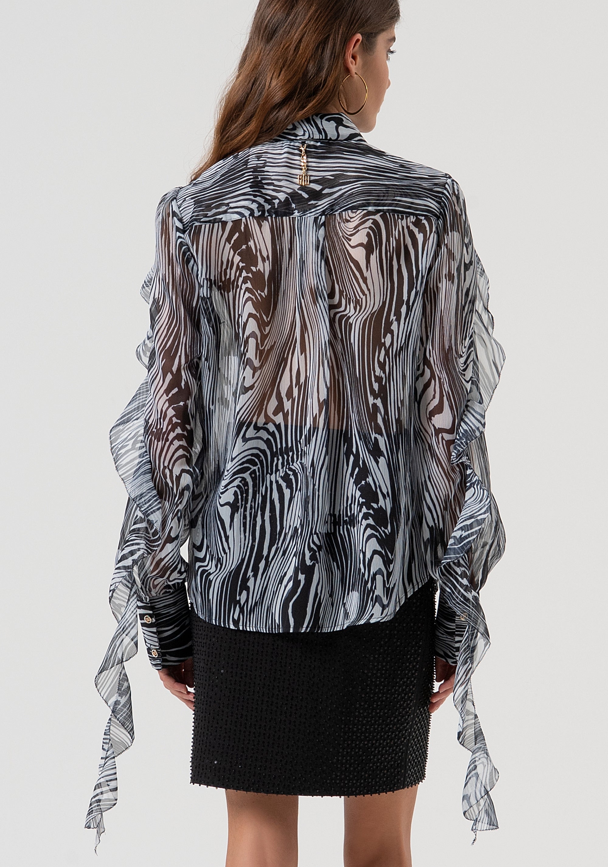 Camicia regular in georgette con fantasia optical FQ25WT6003W412N4-060 Fracomina