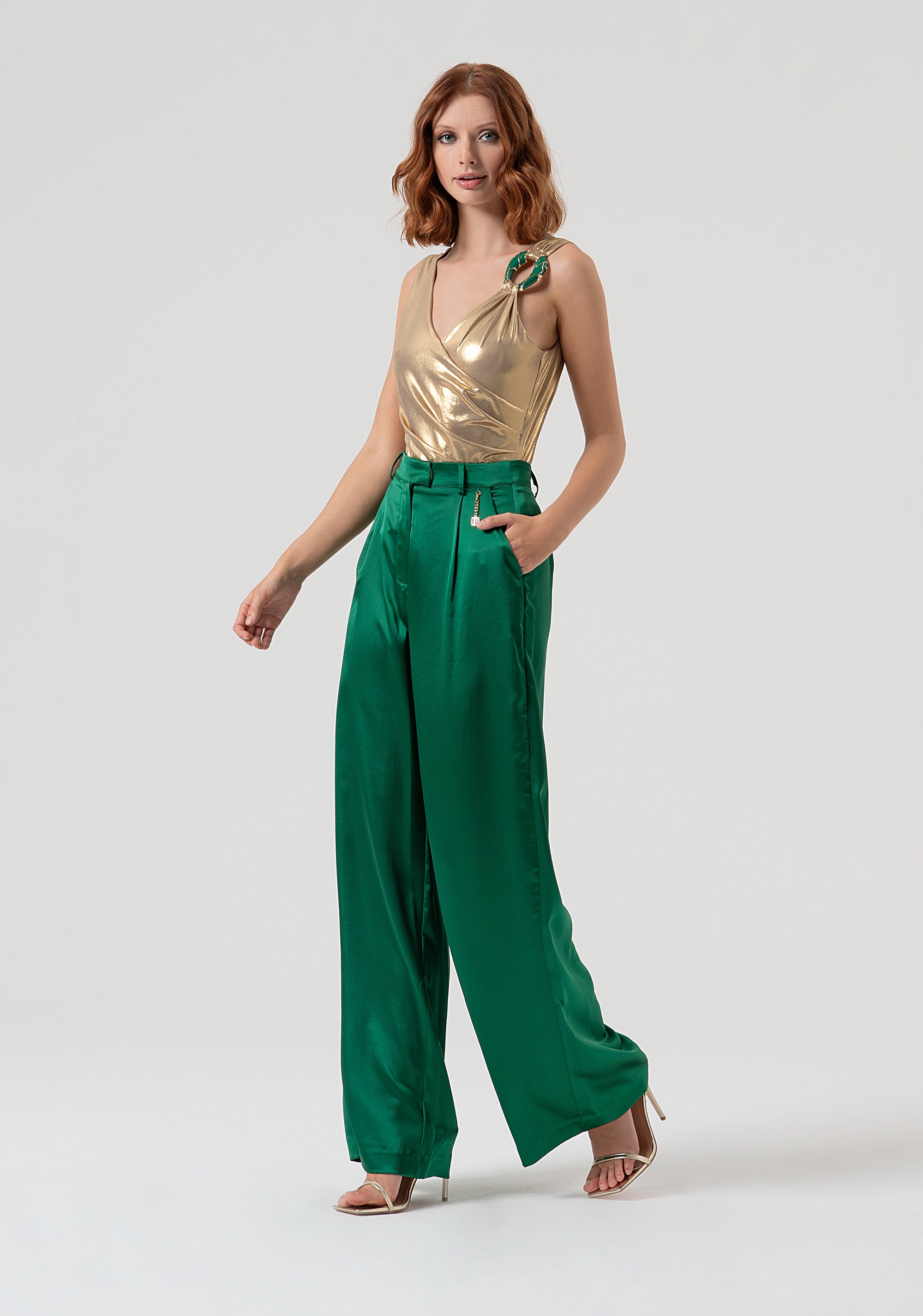 Pantalone a palazzo in raso FQ25WV3003W41101-T70 Fracomina