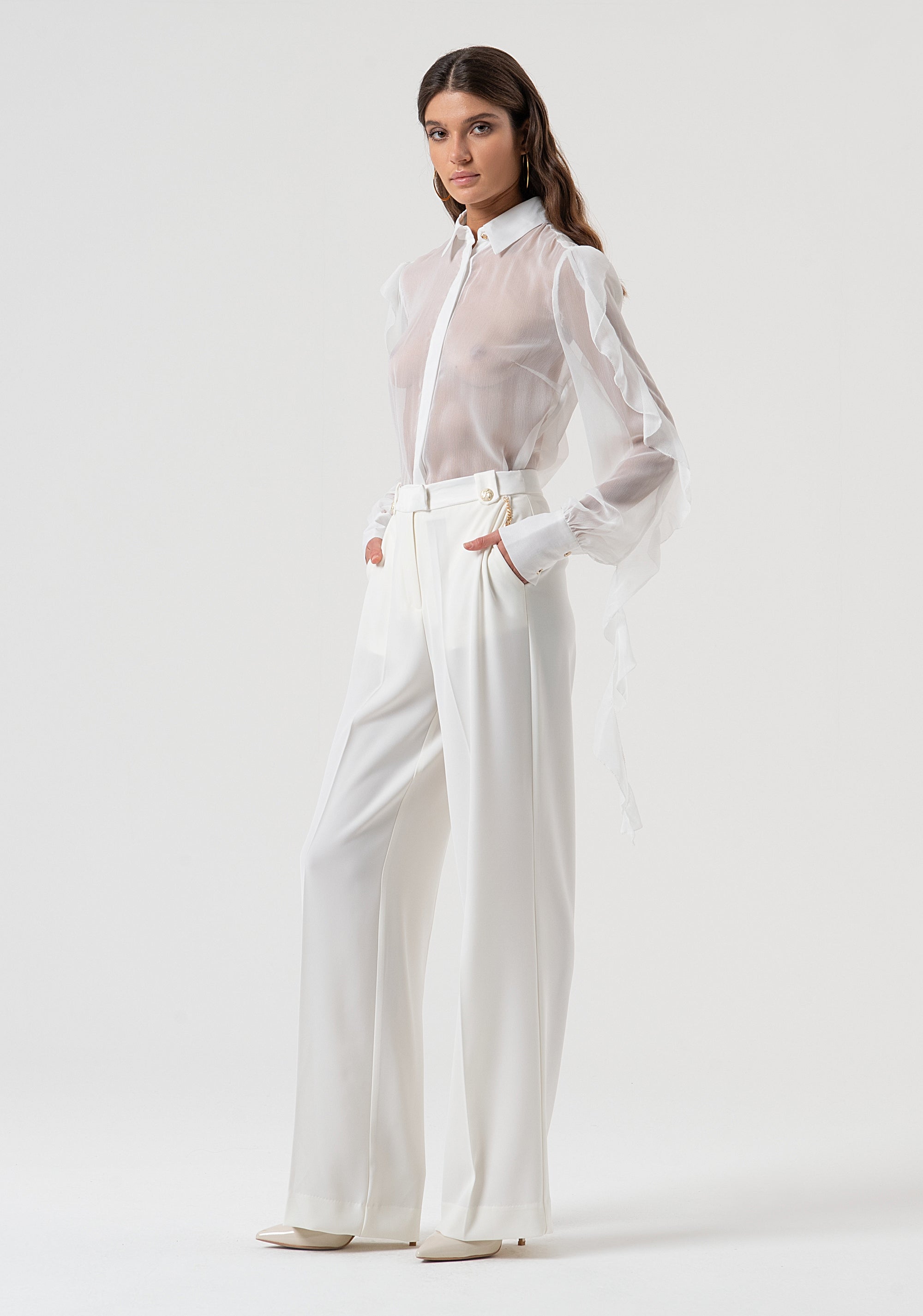 Pantalone a palazzo in tessuto stretch FQ25WV3005W47601-278 Fracomina