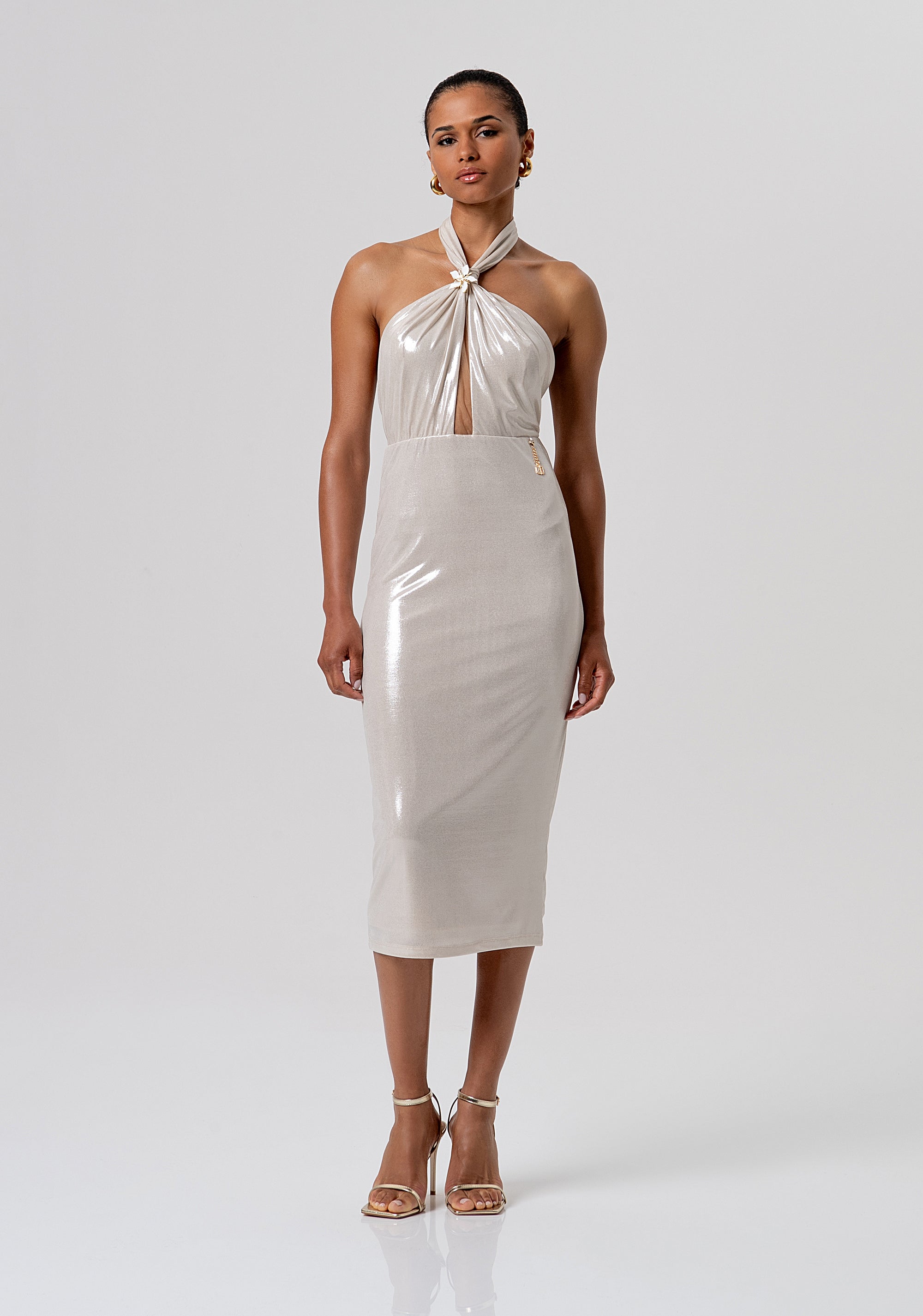 Abito senza maniche slim midi in tessuto spalmato FQ26SD2005W798Y7-150 Fracomina