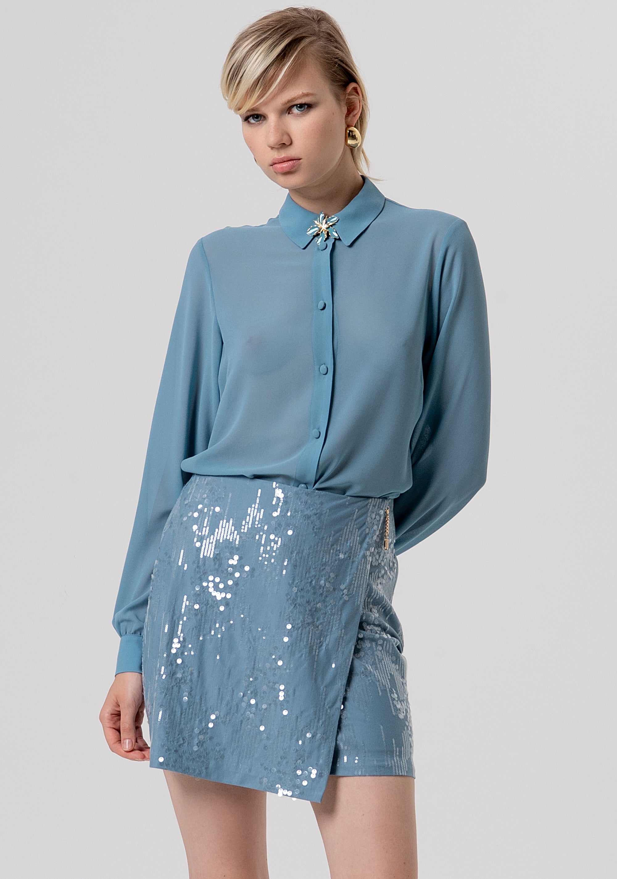 Gonna slim mini in tessuto con paillettes FQ26SG1001W498N6-C33 Fracomina