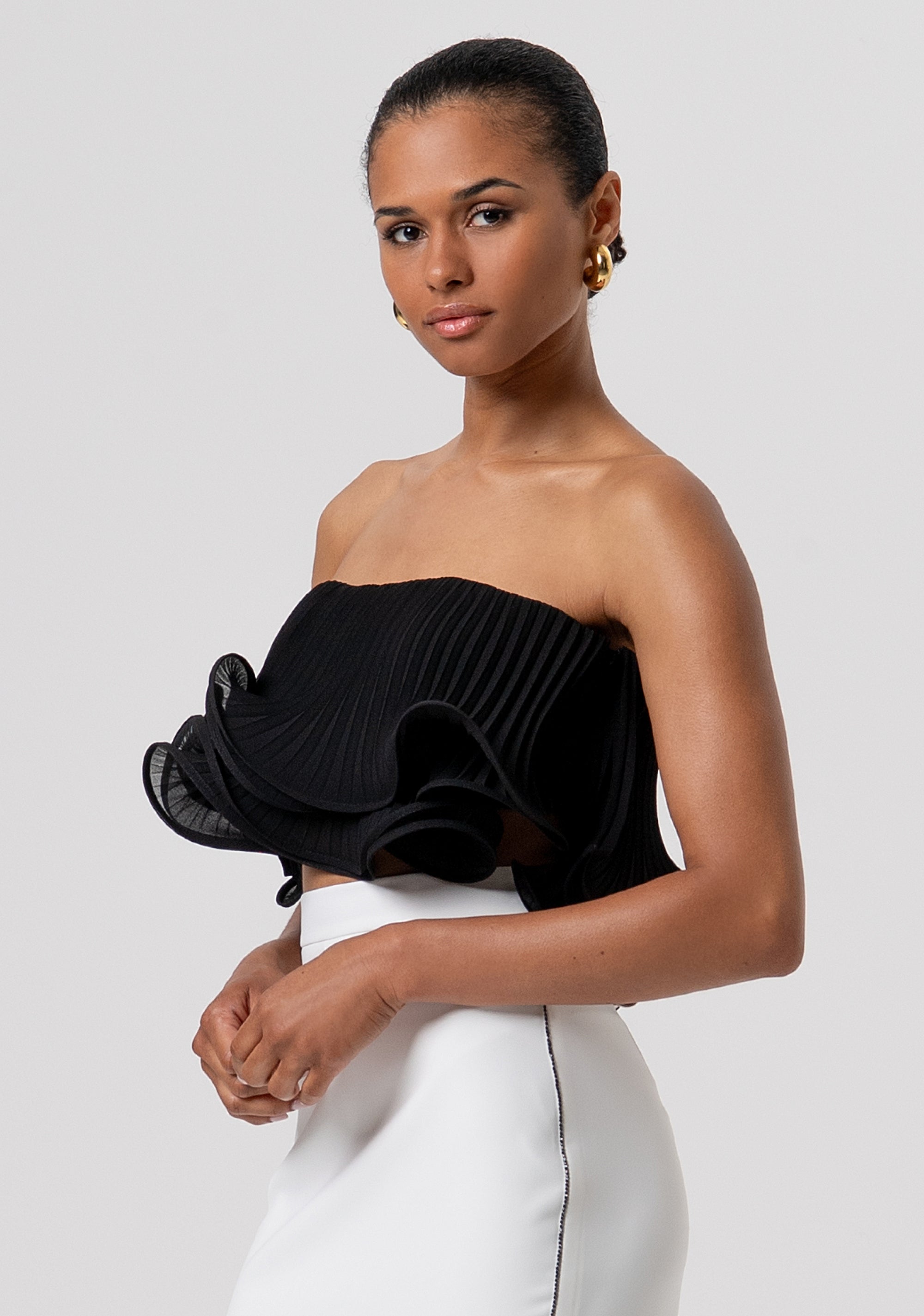 Top senza maniche cropped in georgette plissettata FQ26ST2010W412F9-053 Fracomina