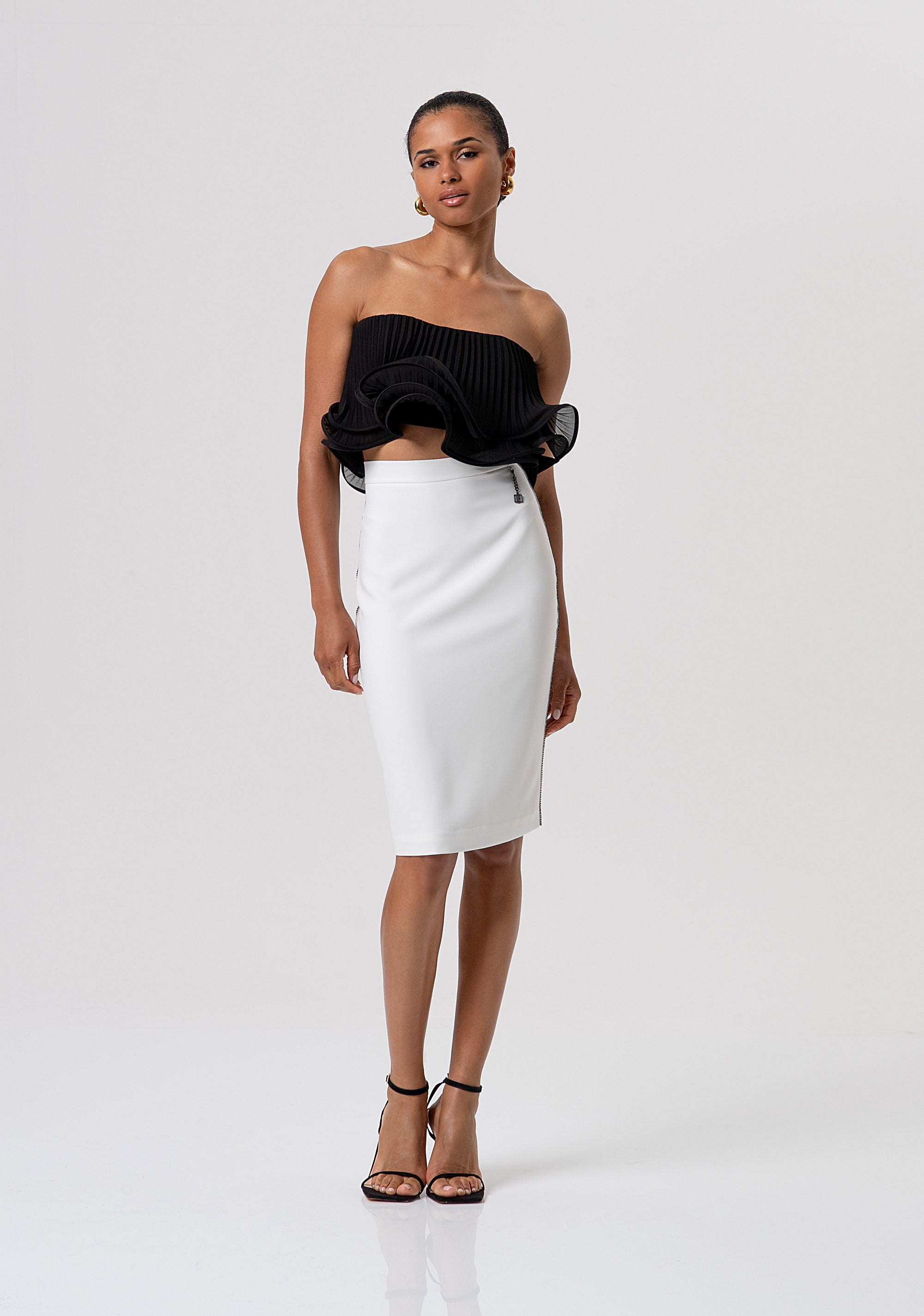 Top senza maniche cropped in georgette plissettata FQ26ST2010W412F9-053 Fracomina