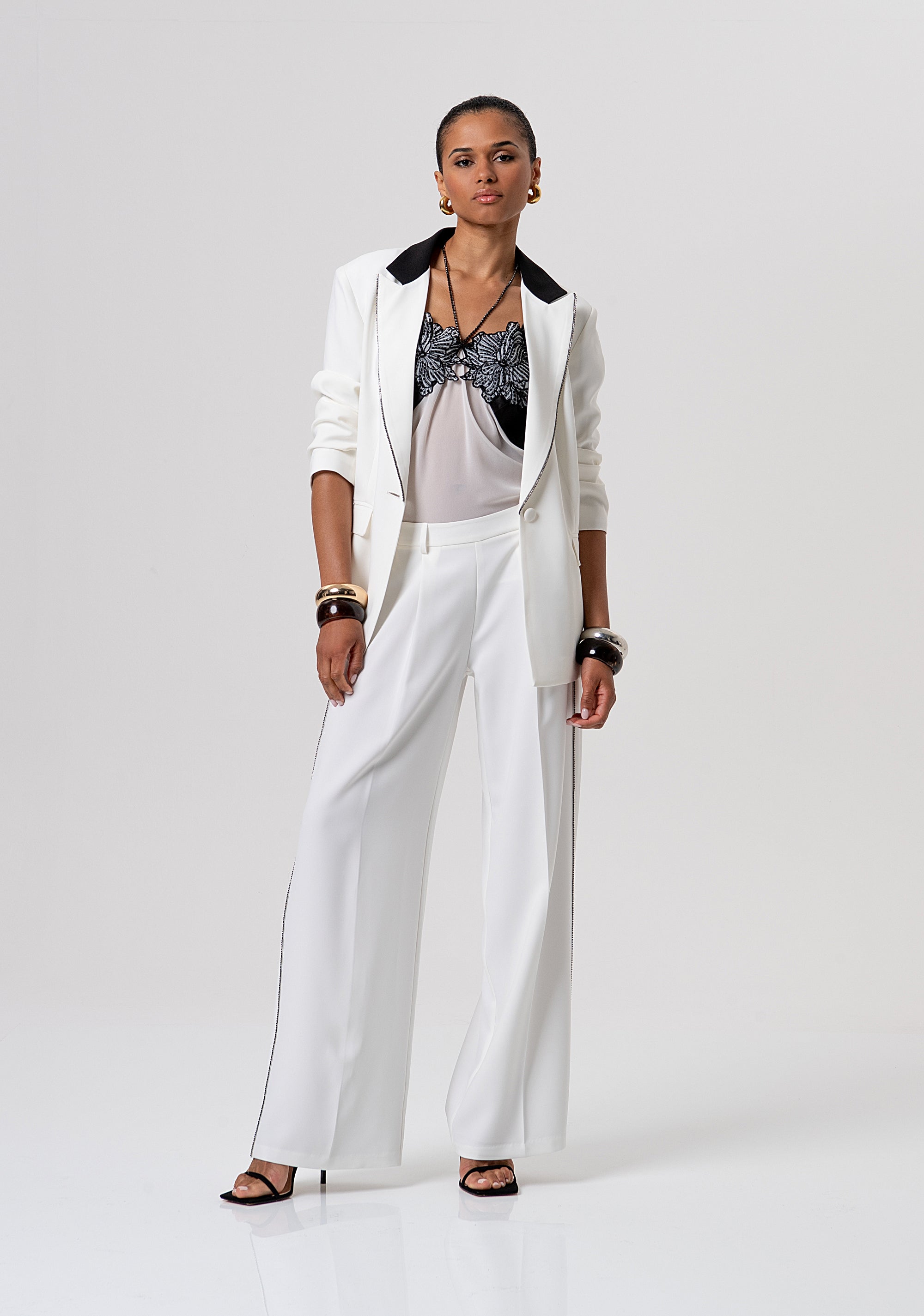 Pantaloni flare a palazzo con pences FQ26SV3001W47601-278 Fracomina