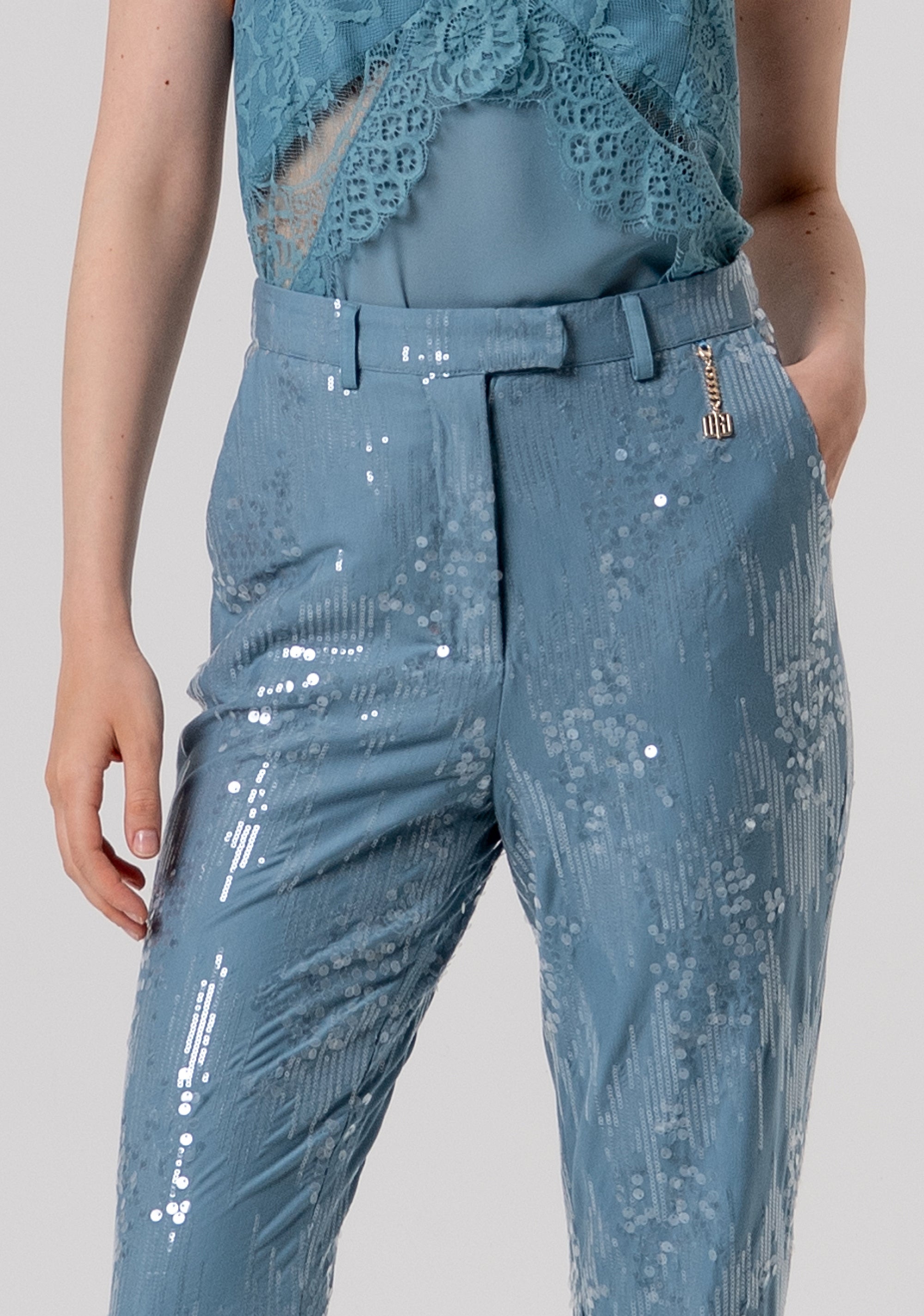 Pantalone flare in tessuto con paillettes FQ26SV3002W498N6-C33 Fracomina