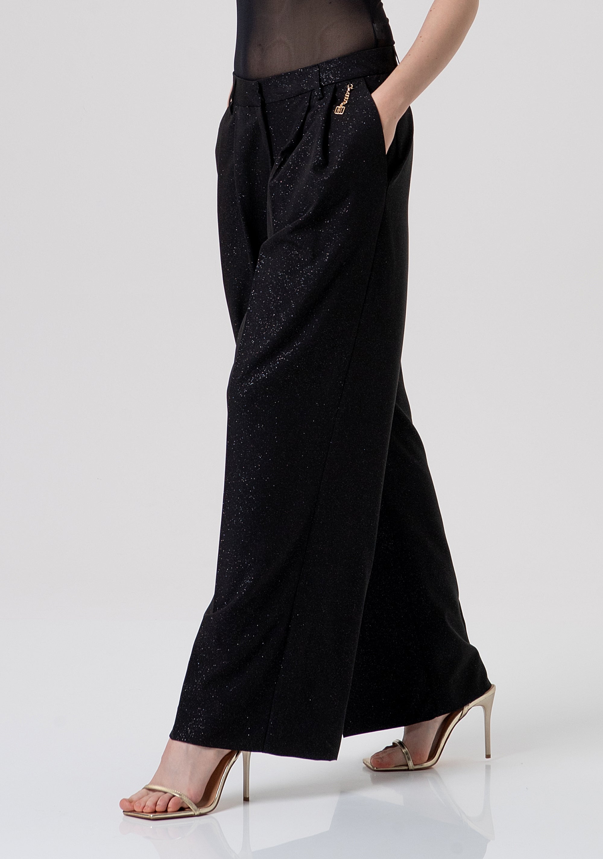 Pantalone flare a palazzo in tessuto con glitter FQ26SV3006W45901-053 Fracomina