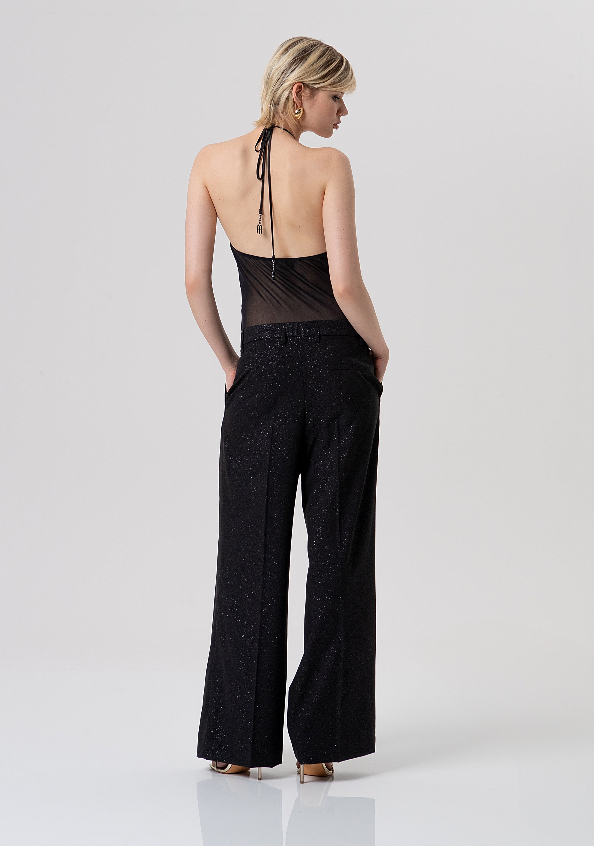 Pantalone flare a palazzo in tessuto con glitter FQ26SV3006W45901-053 Fracomina