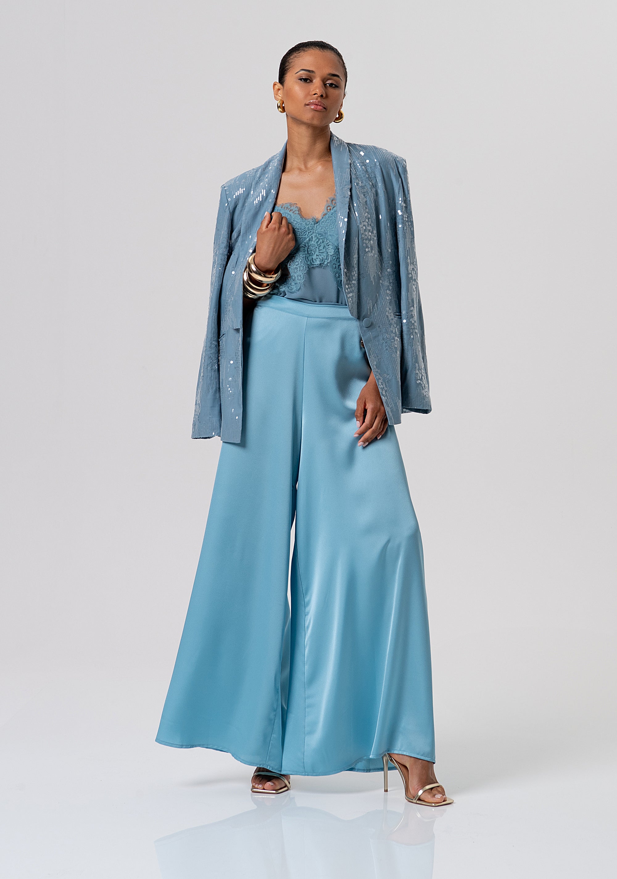 Pantalone flare a palazzo in raso FQ26SV3010W41101-C33 Fracomina