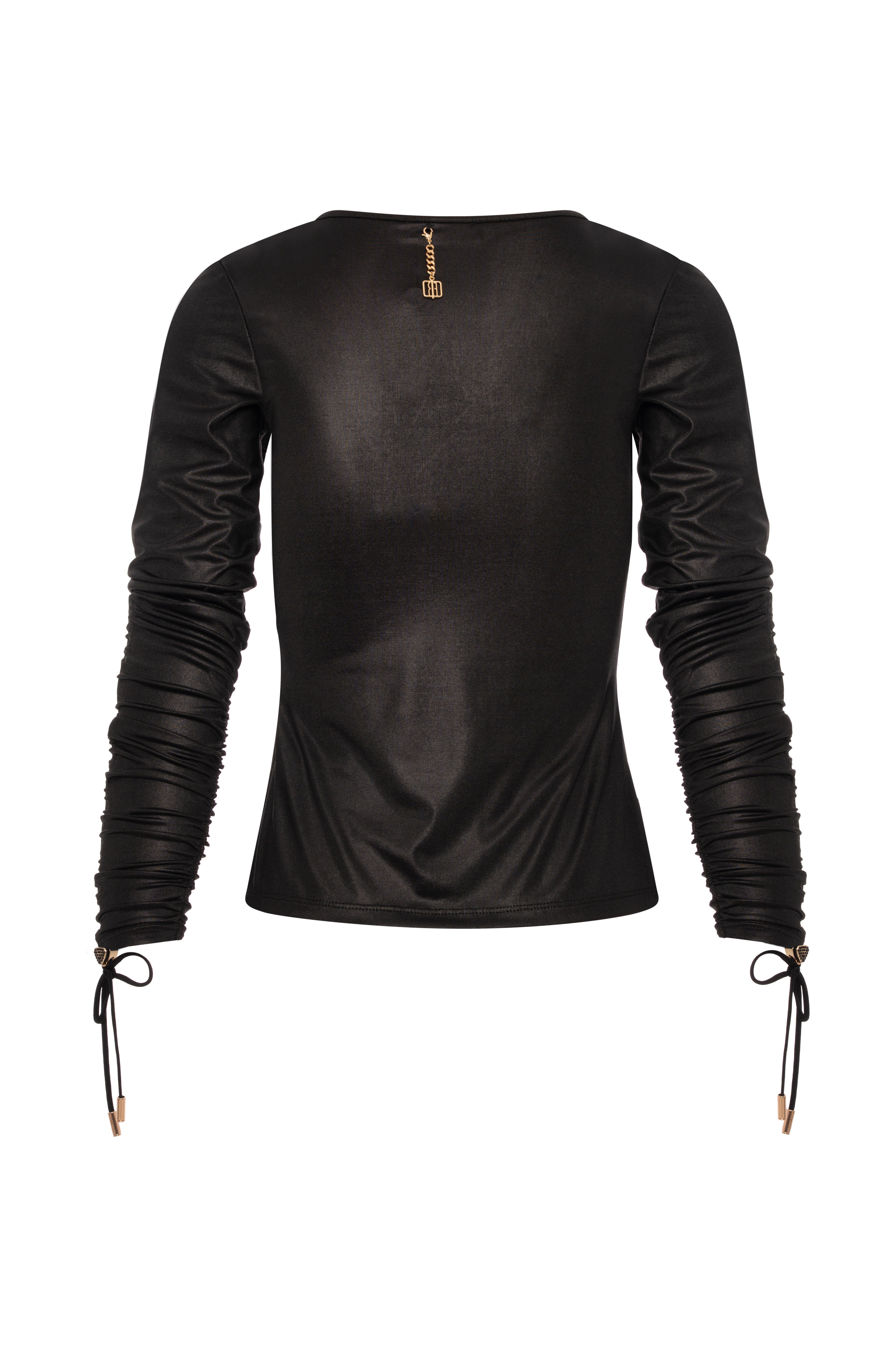 Blusa slim in tessuto finta pelle FRACOMINA — immagine 5 di 5