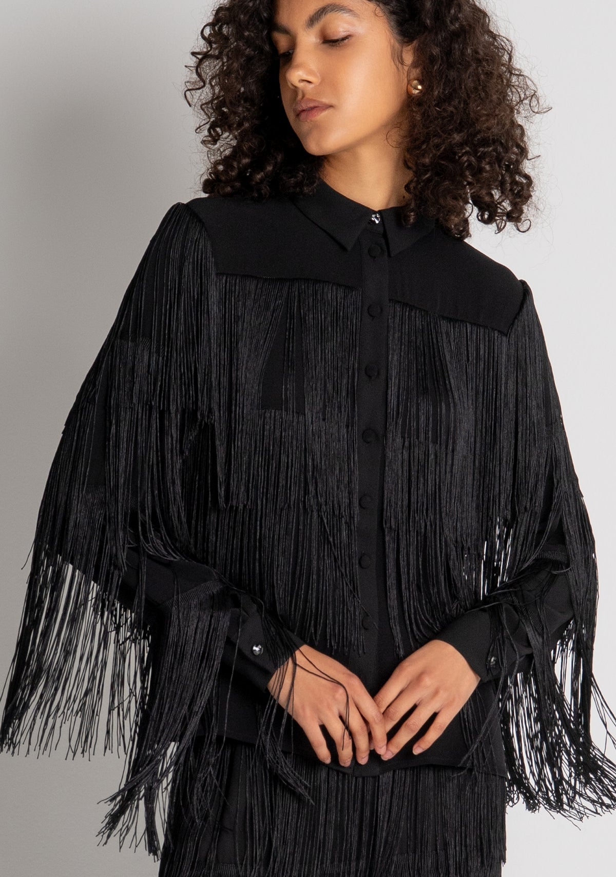 Camicia regular con frange FQ26WT6006W85201 FRACOMINA