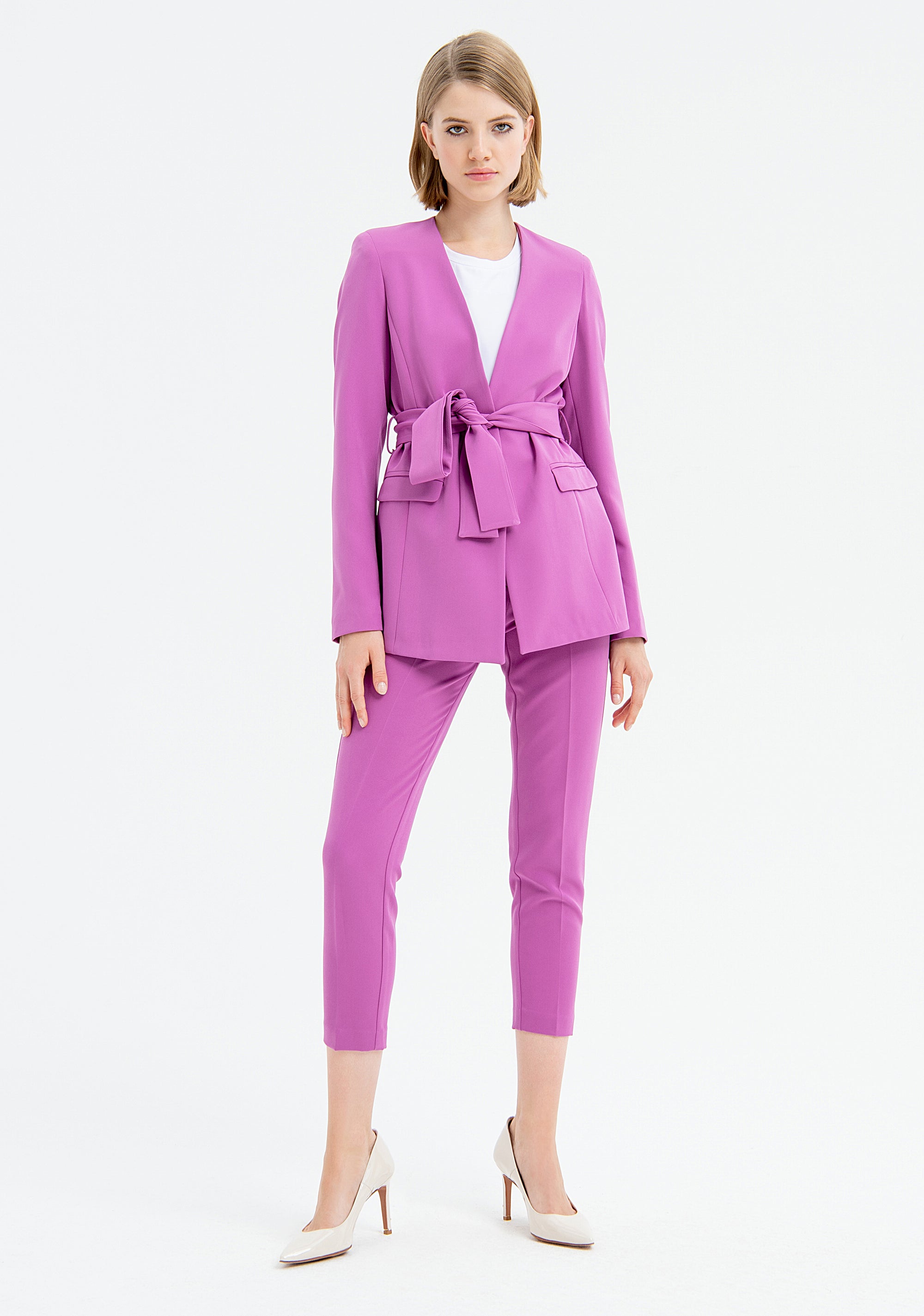 Blazer regular lungo in tessuto tecnico