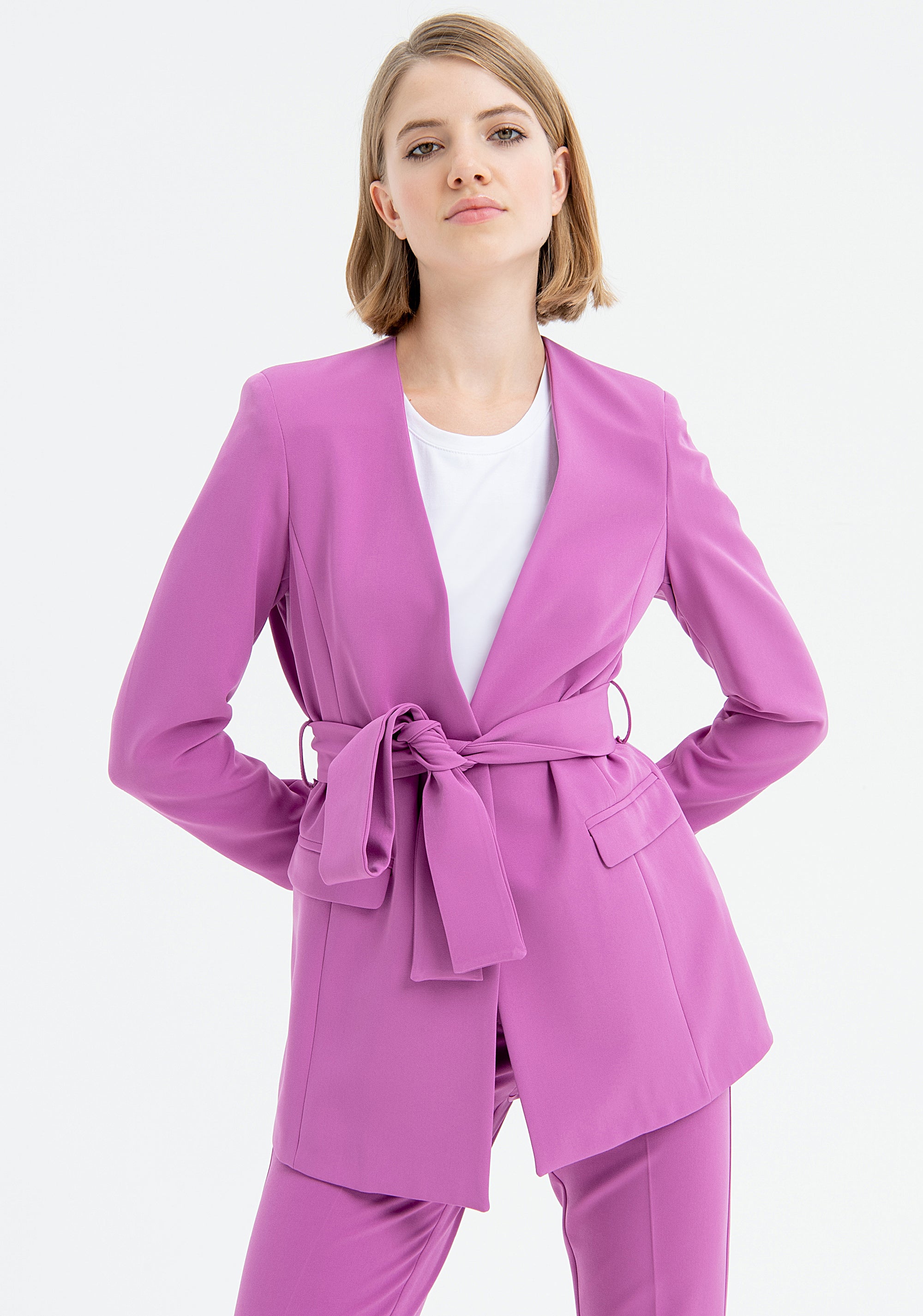 Blazer regular lungo in tessuto tecnico