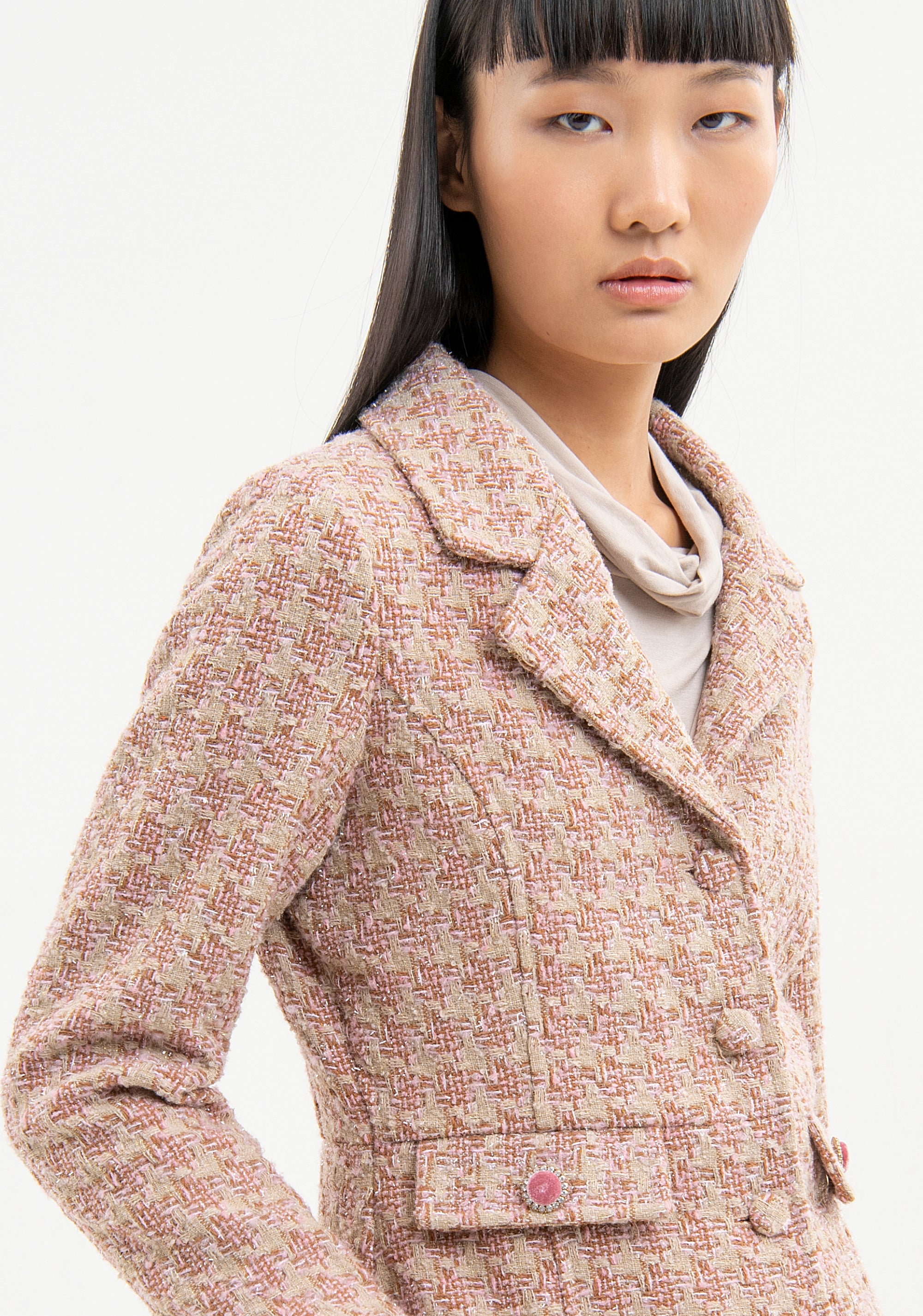 Cappotto slim monopetto in tweed FR23WC1009W578F7 Fracomina