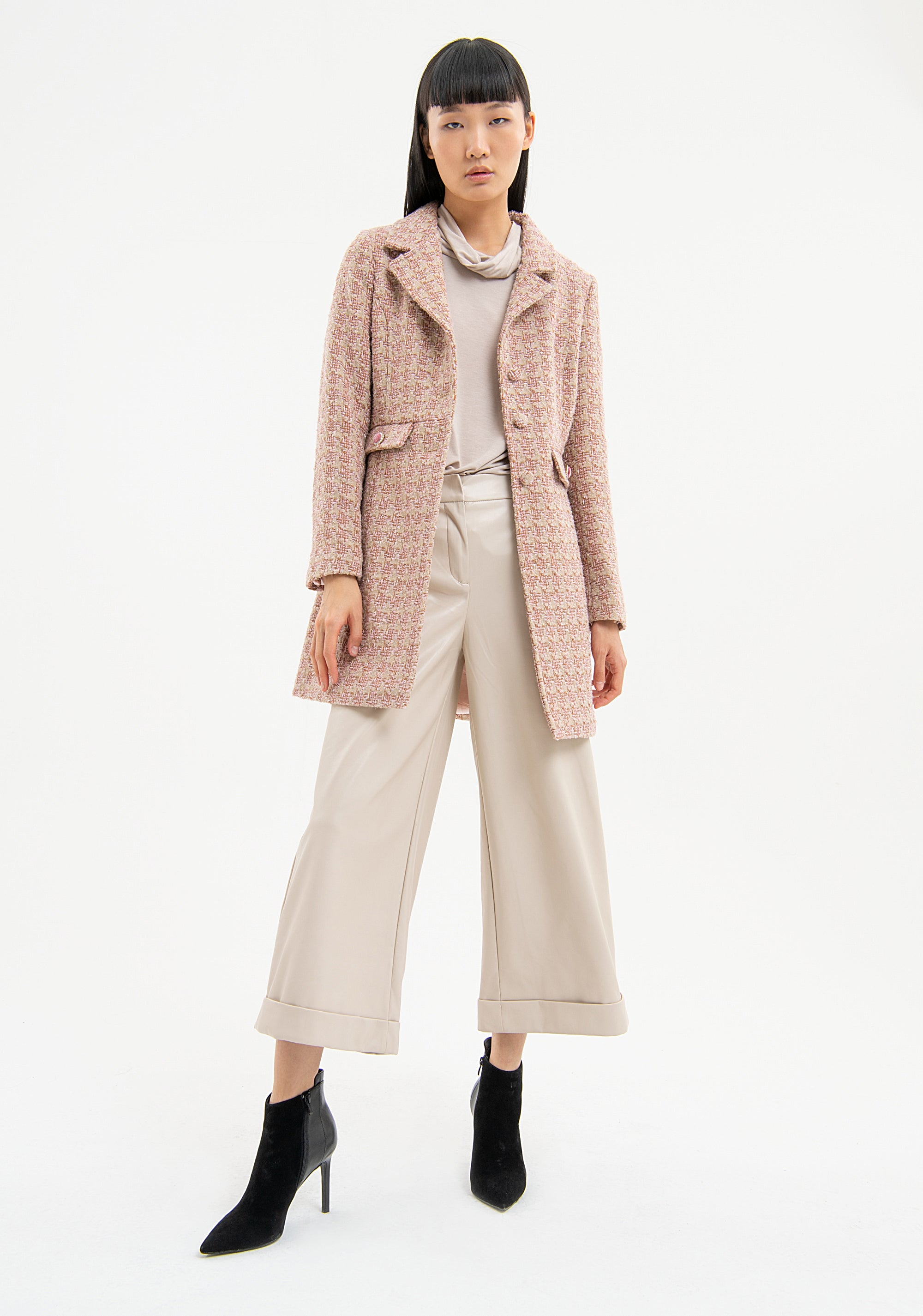 Cappotto slim monopetto in tweed FR23WC1009W578F7 Fracomina