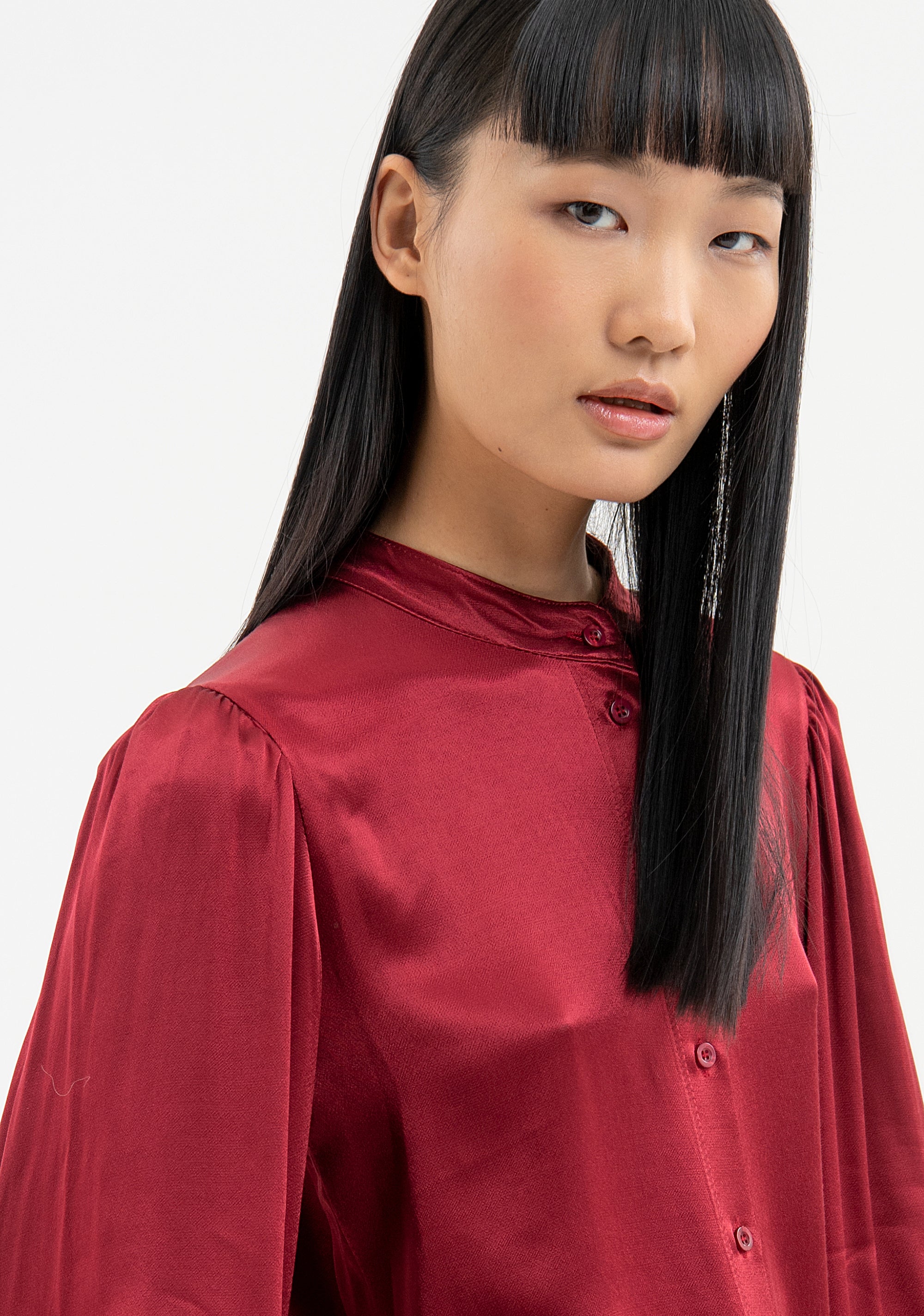 Camicia regular in raso
