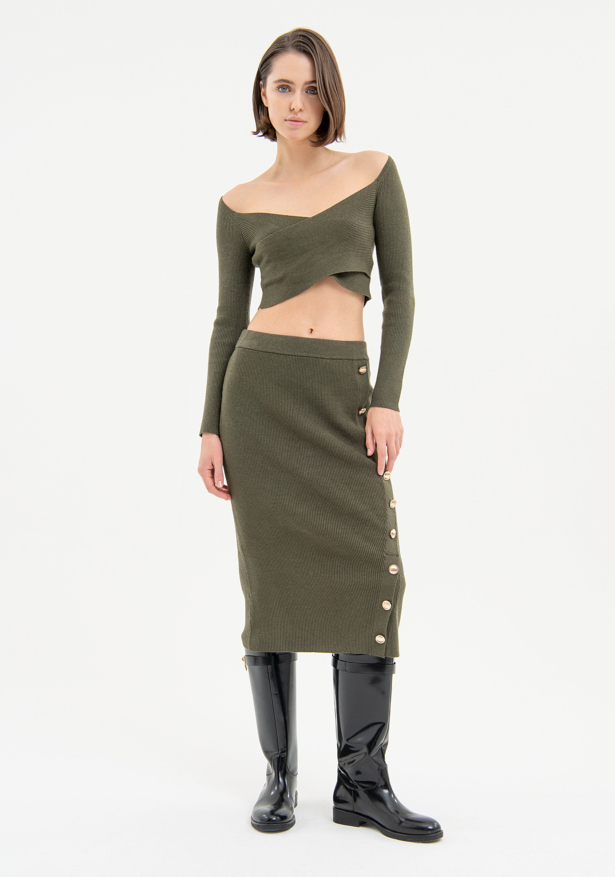 Maglia cropped a costine FR23WT7006K50601 Fracomina