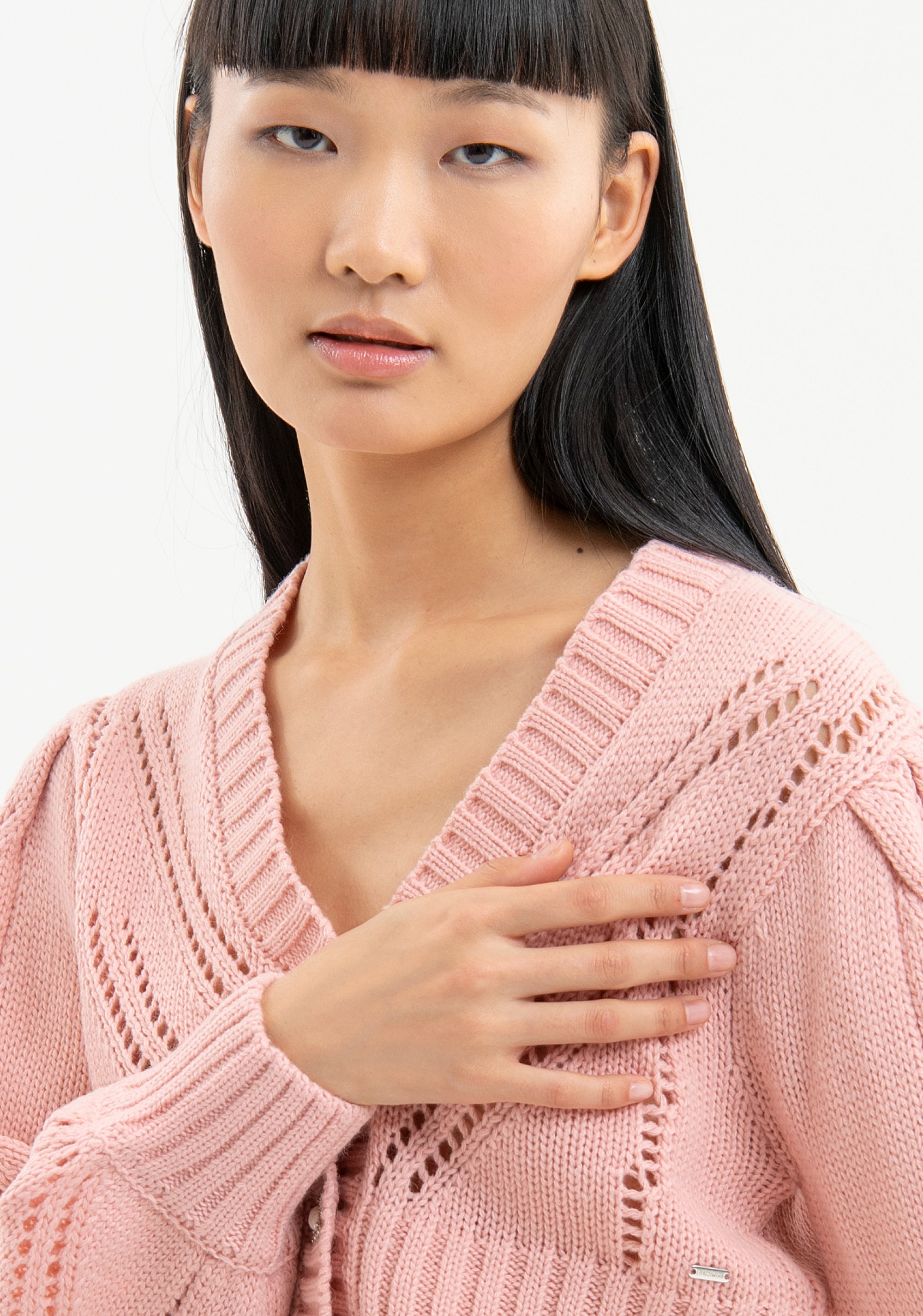Cardigan regular cropped traforato