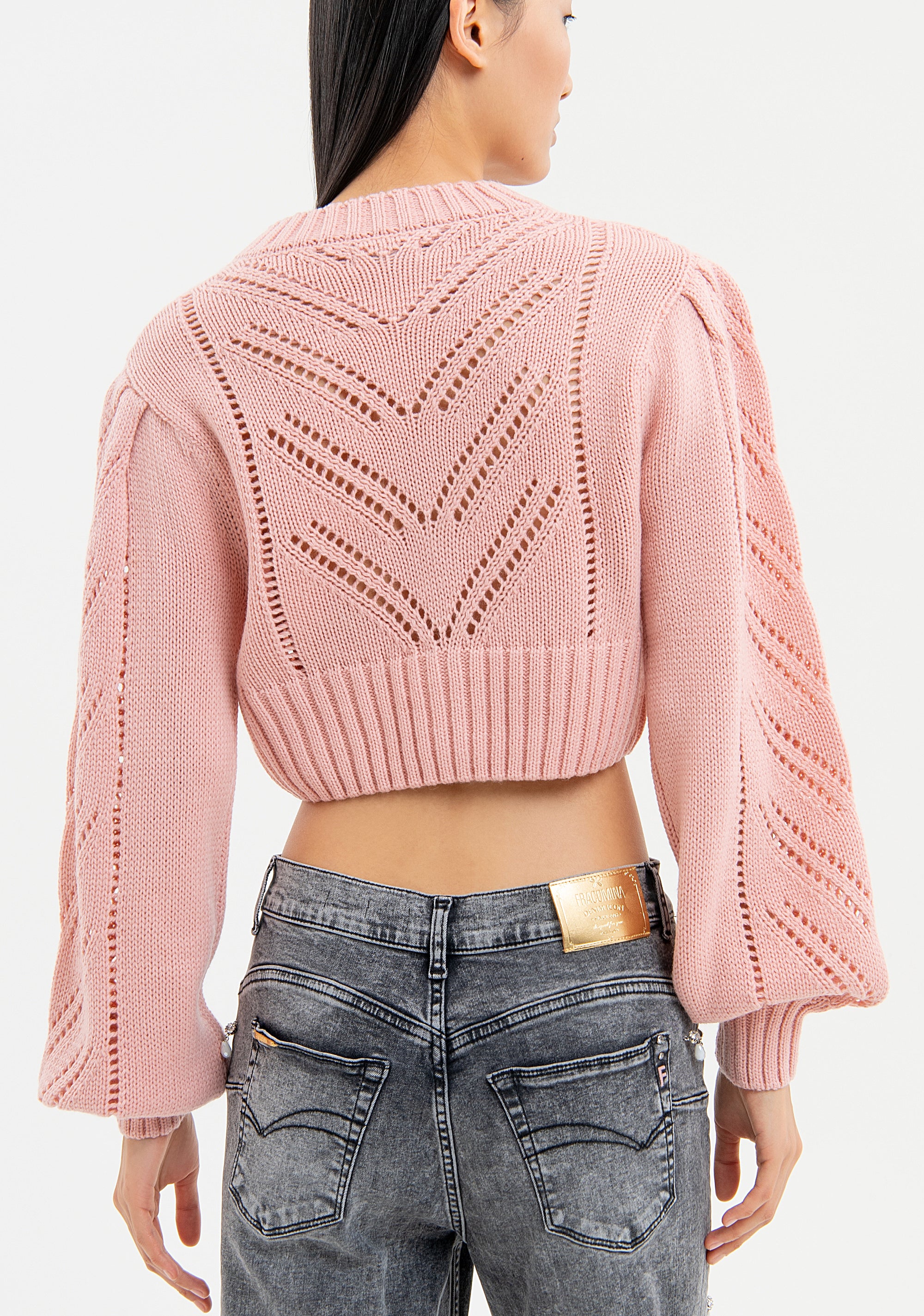 Cardigan regular cropped traforato
