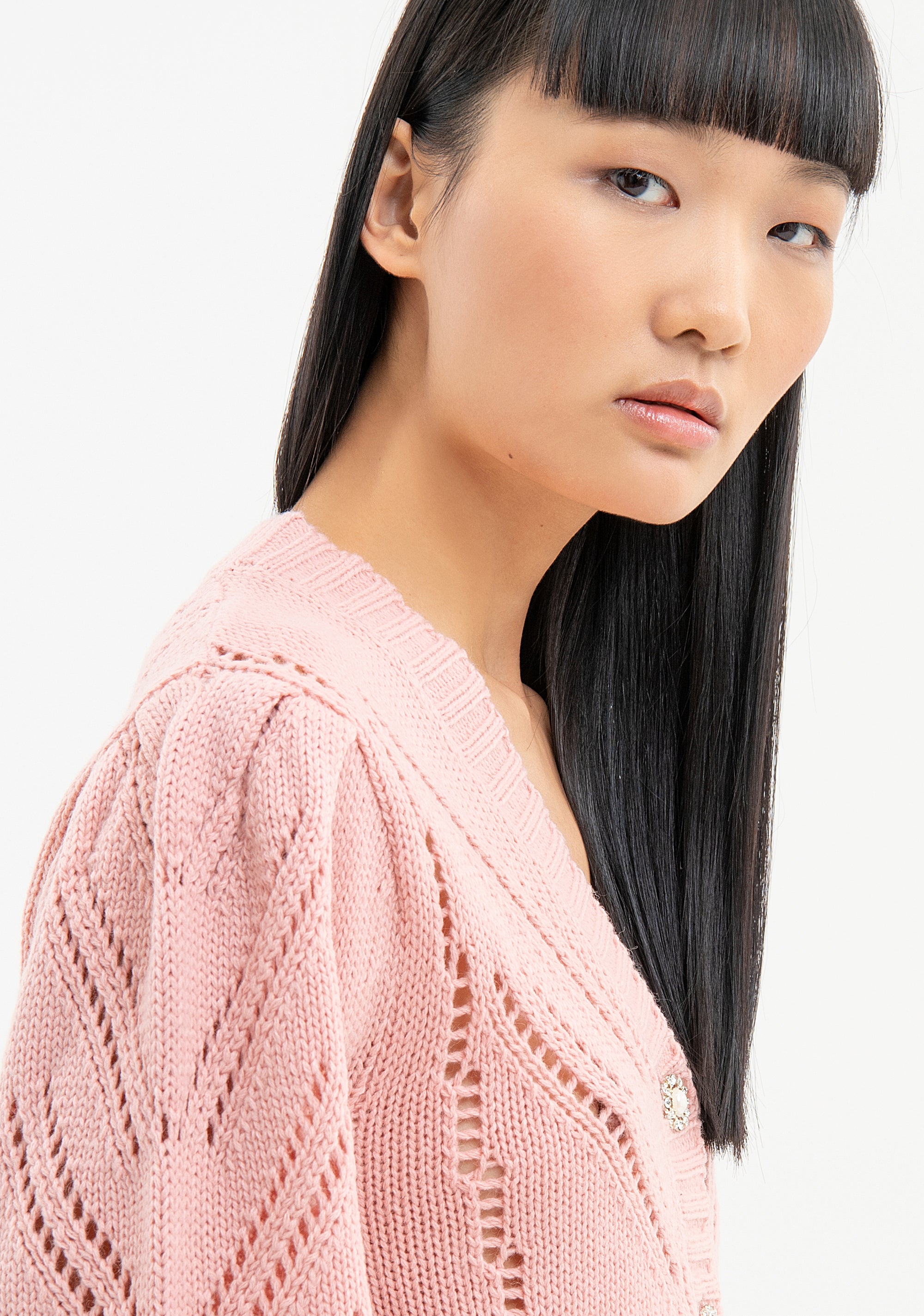 Cardigan regular cropped traforato