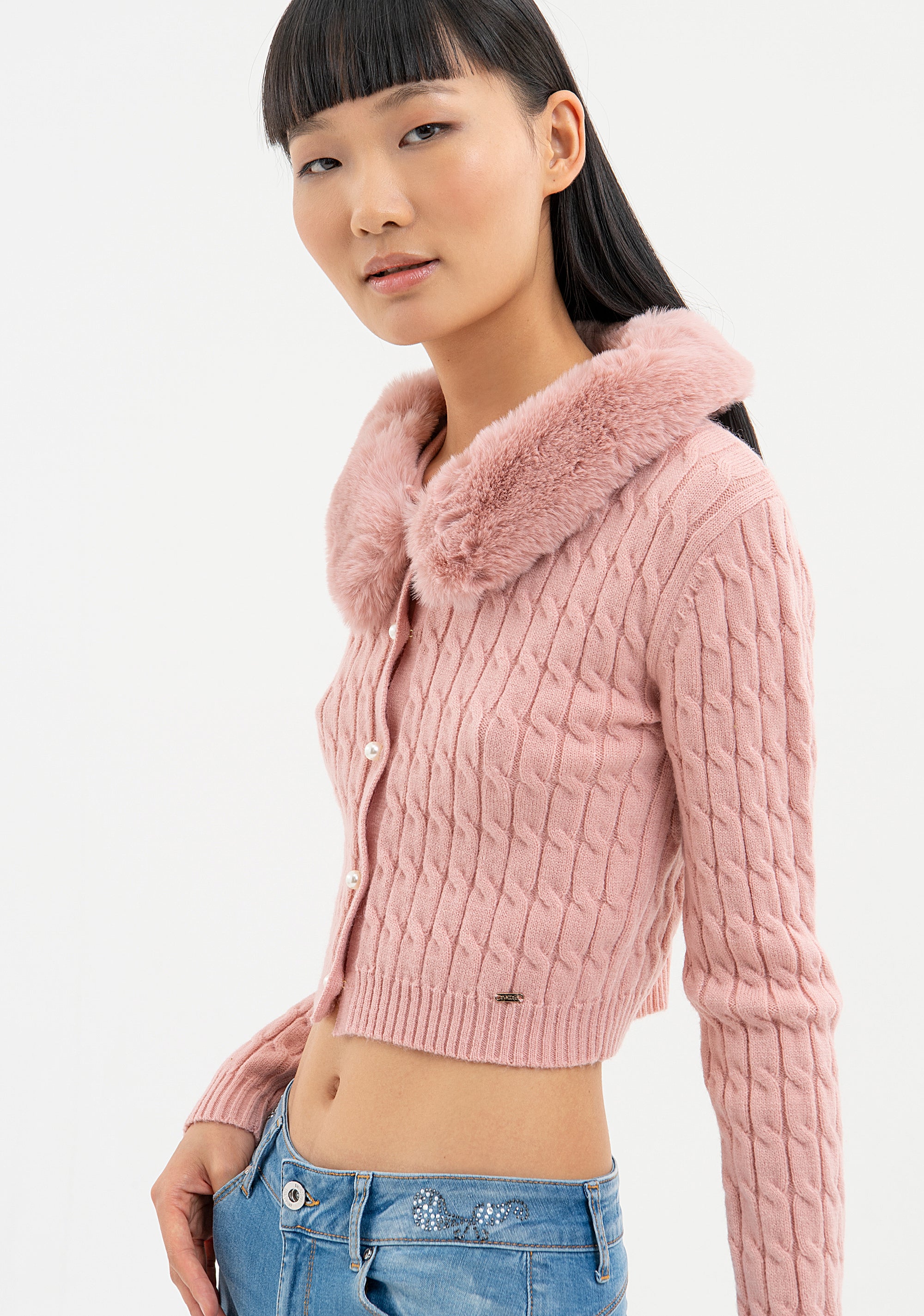 Cardigan slim a trecce