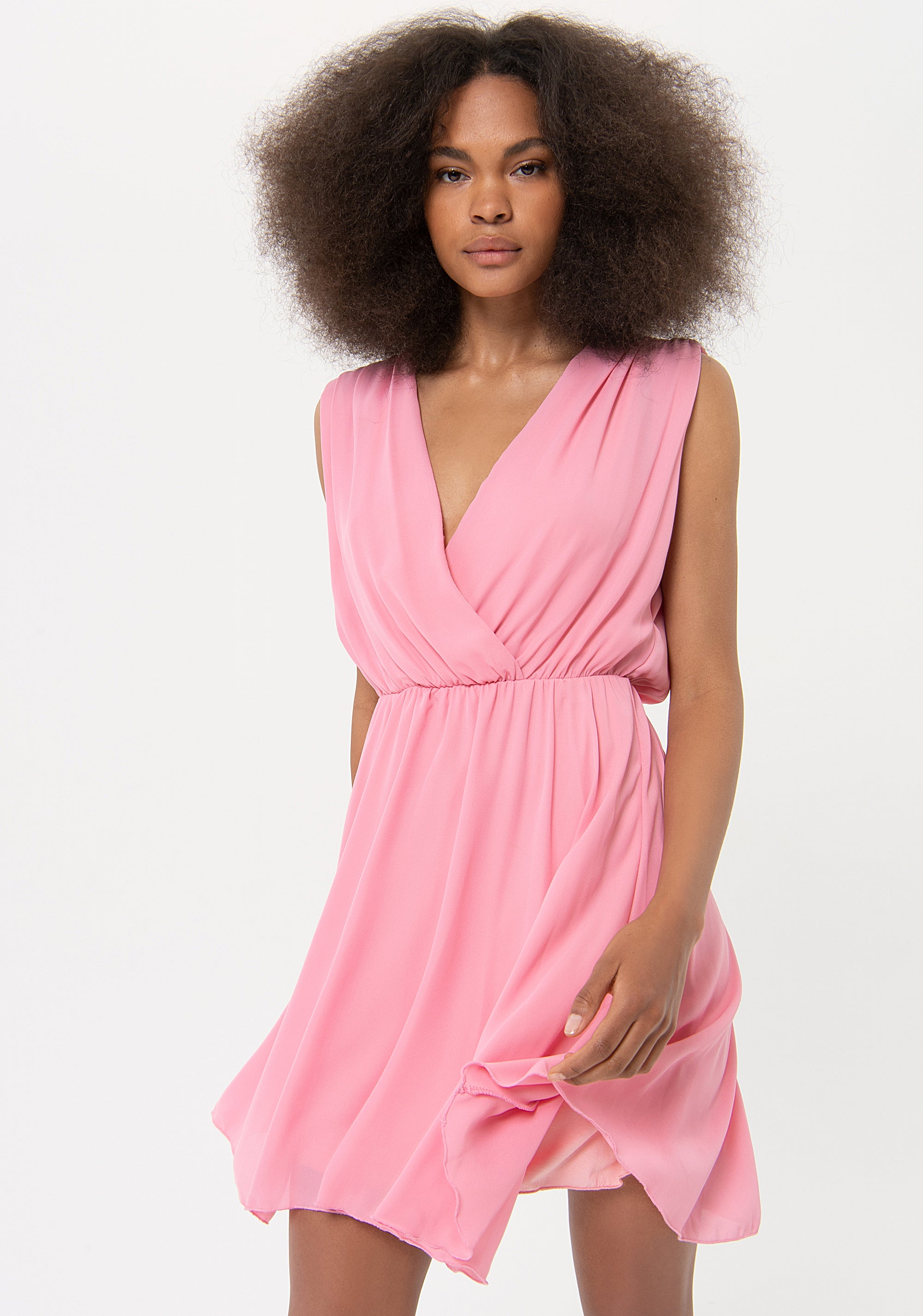 Abito senza maniche mini in georgette