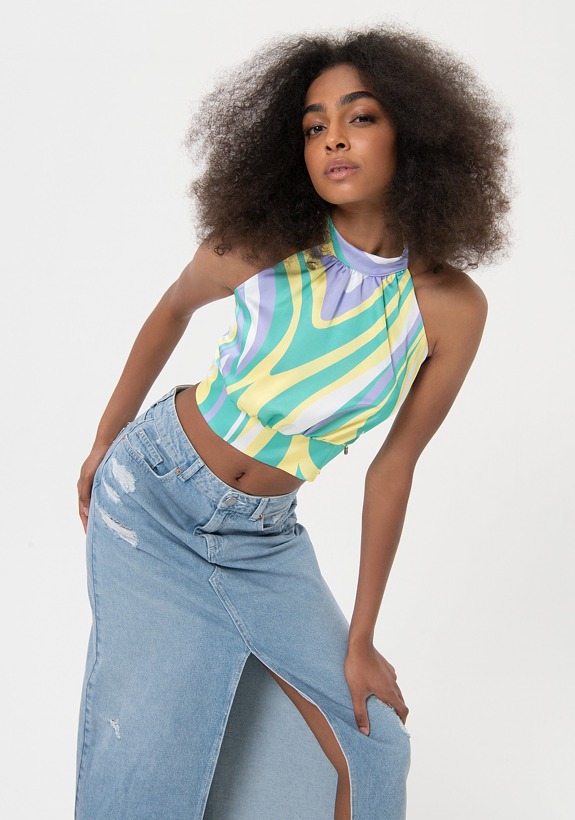 Gonna regular lunga in denim con lavaggio chiaro FR24SG5005D419O1-437 Fracomina