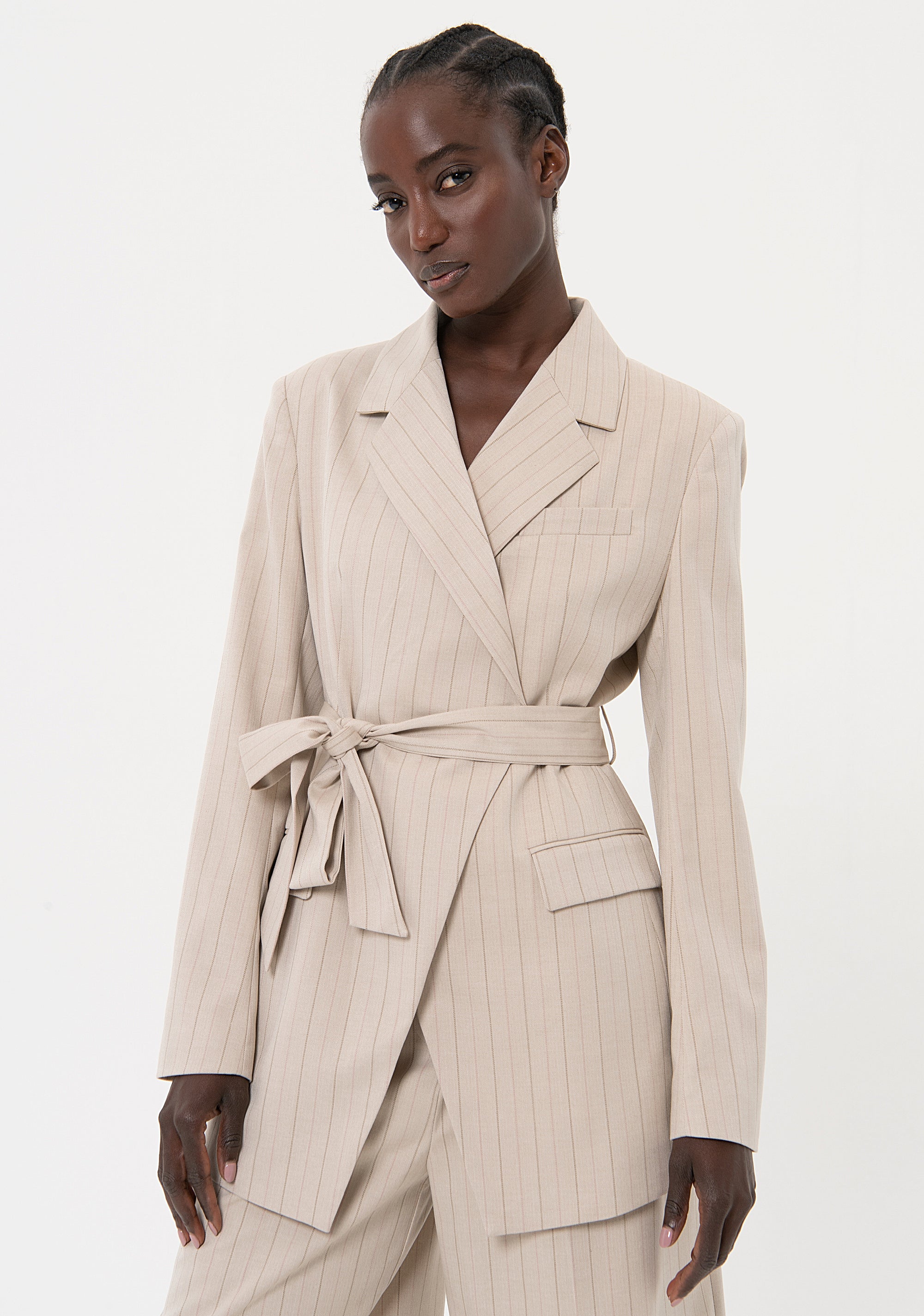 Blazer regular lungo in tessuto gessato FR24SJ3005W492Q6 Fracomina