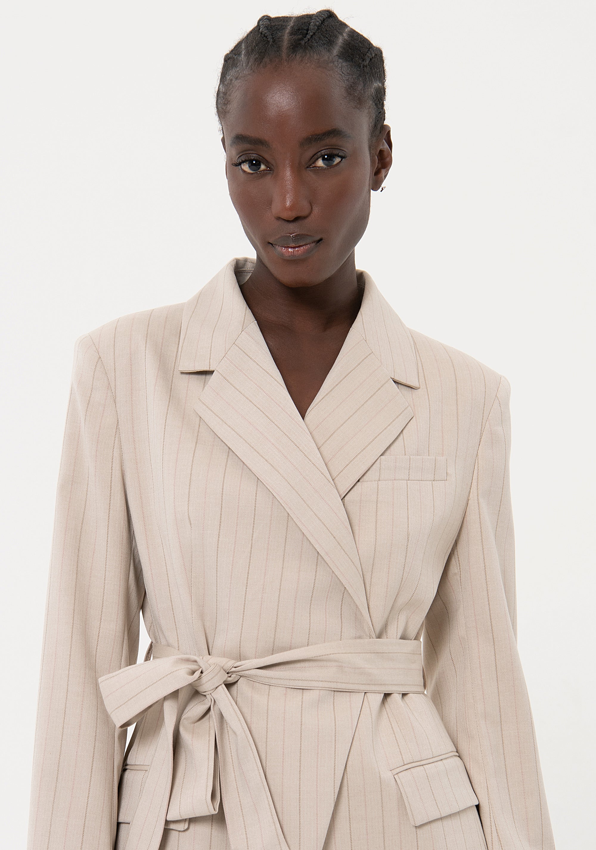 Blazer regular lungo in tessuto gessato FR24SJ3005W492Q6 Fracomina