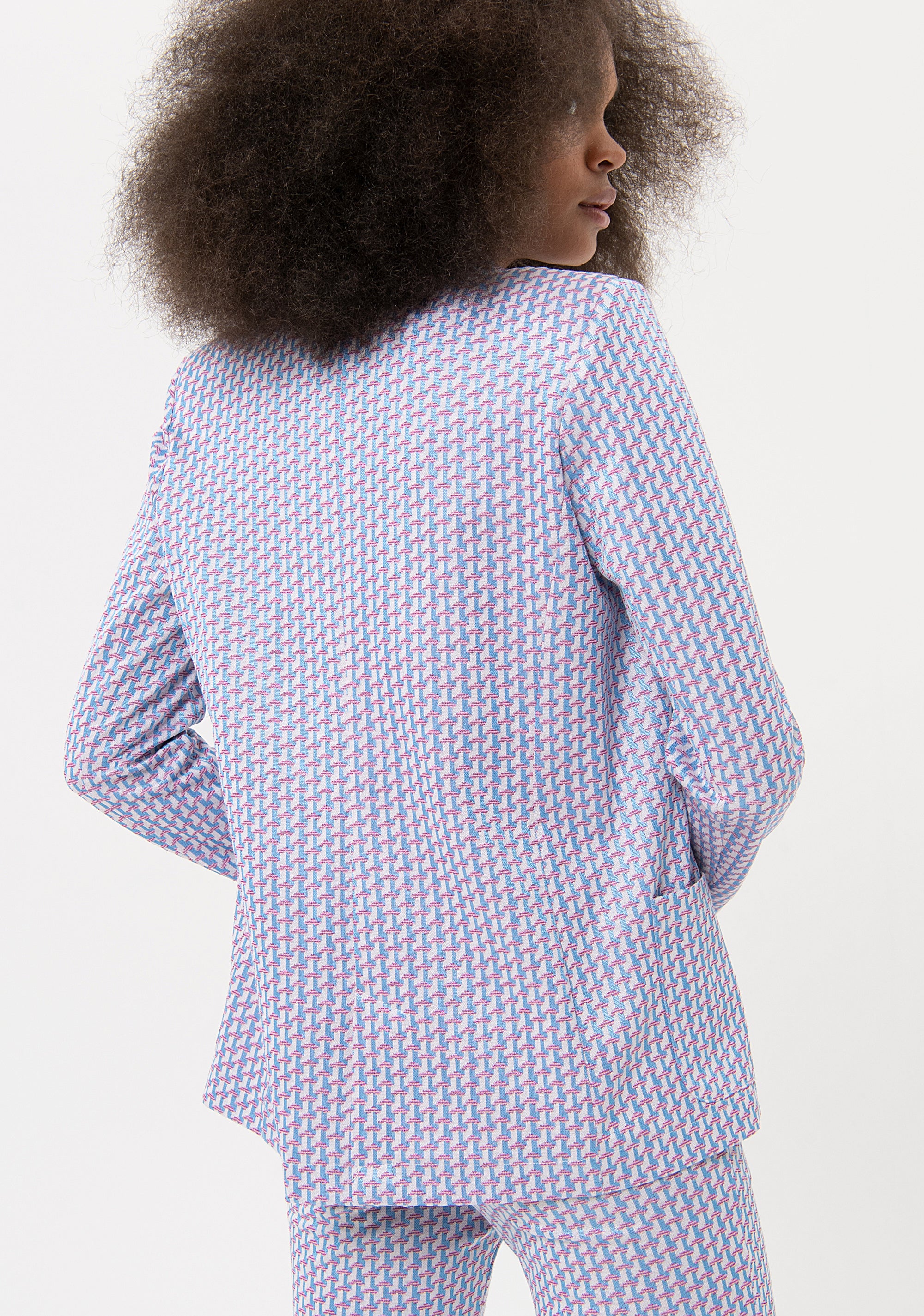Blazer regular doppiopetto in fantasia geometrica FR24SJ3008W691F8 Fracomina