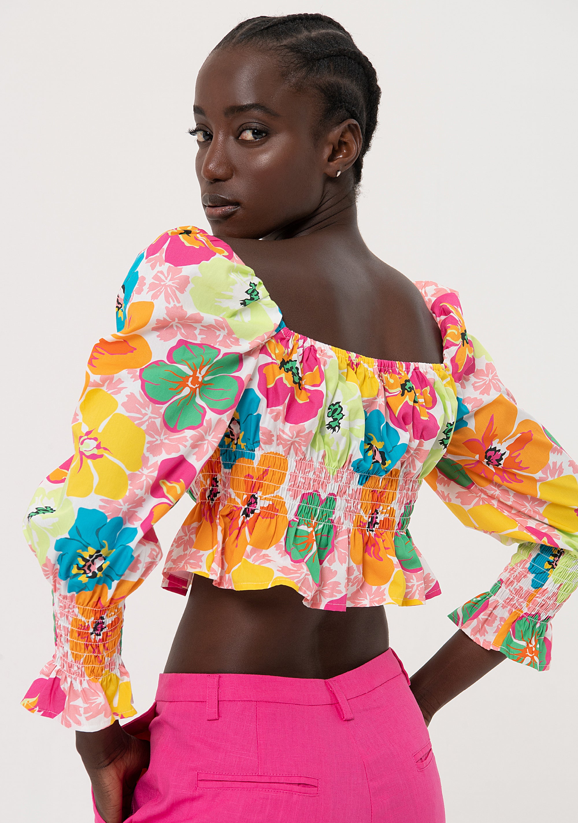 Top cropped in fantasia floreale FR24ST1006W400R8 Fracomina