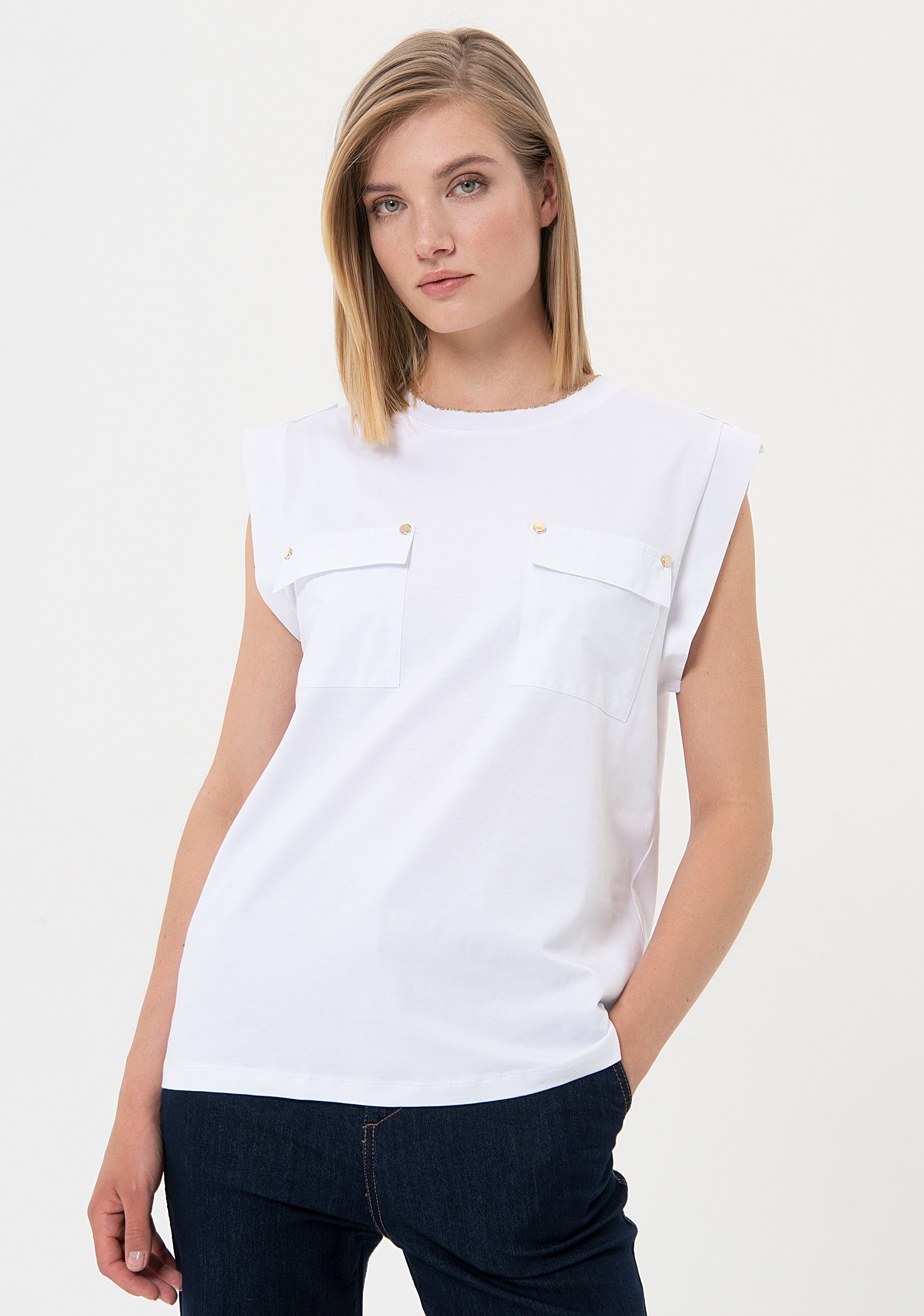 Top regular con tasche applicate FR24ST1038J40104 Fracomina