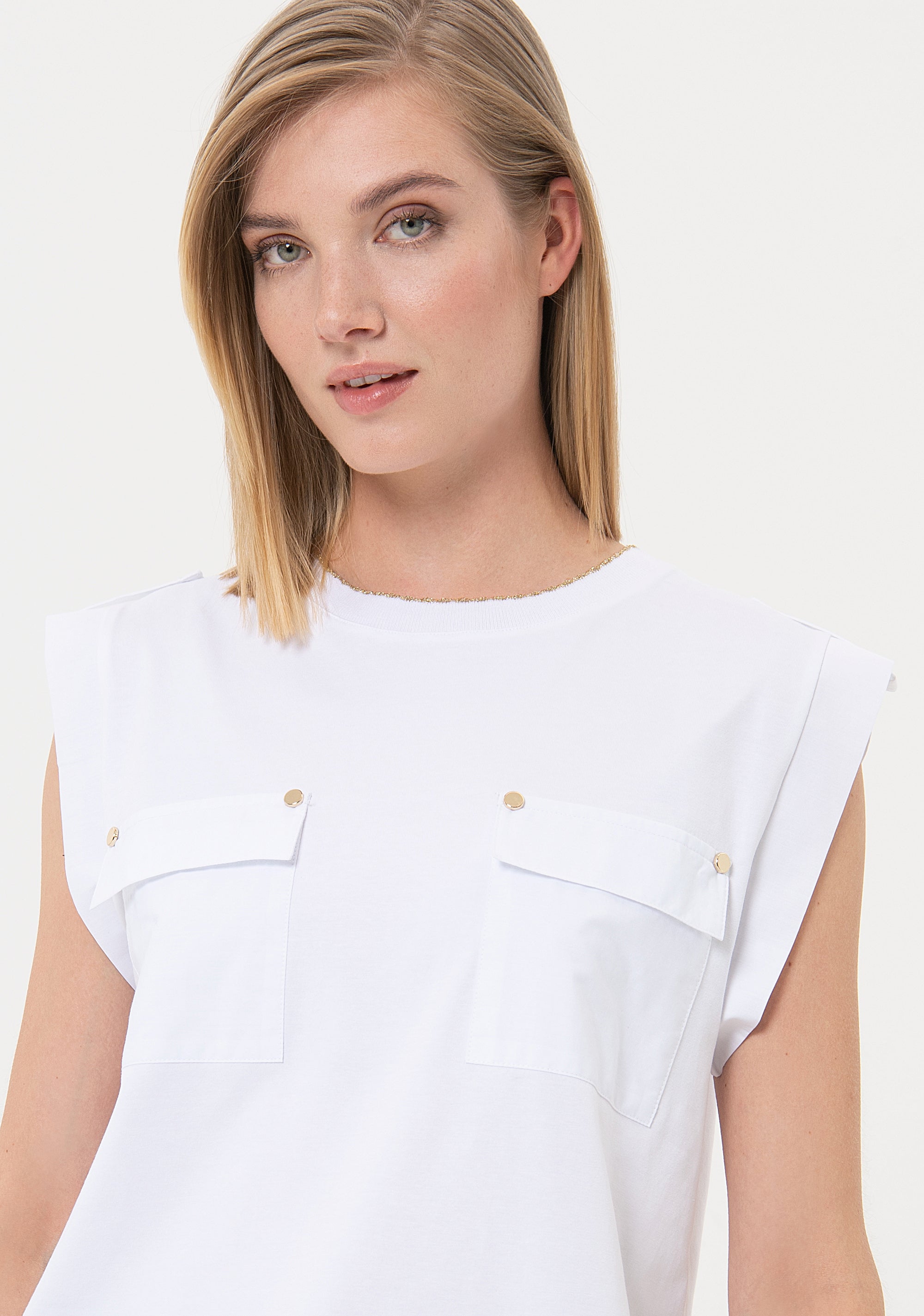 Top regular con tasche applicate FR24ST1038J40104 Fracomina