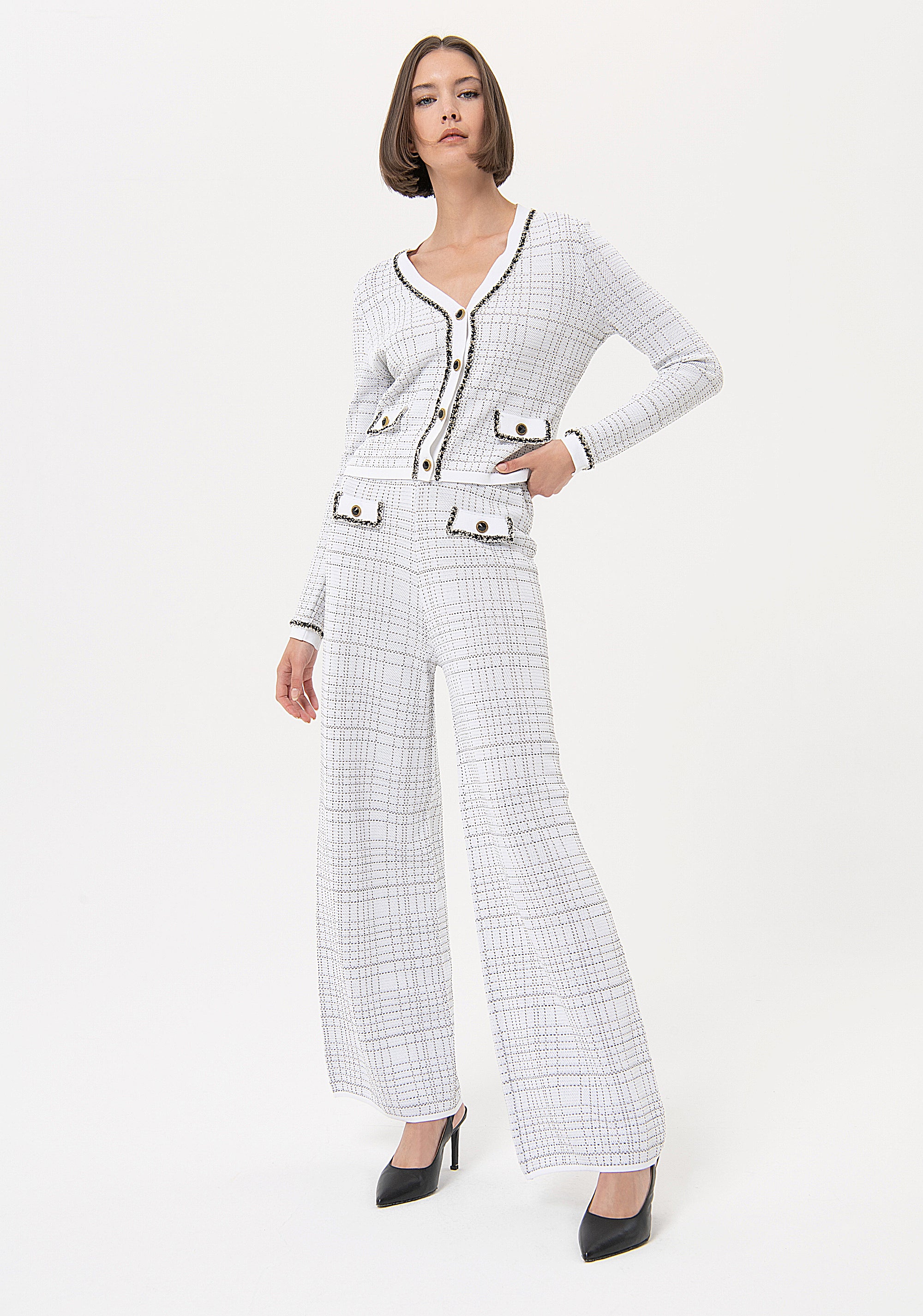 Pantaloni a palazzo flare in jacquard FR24SV2012K420Q7 Fracomina