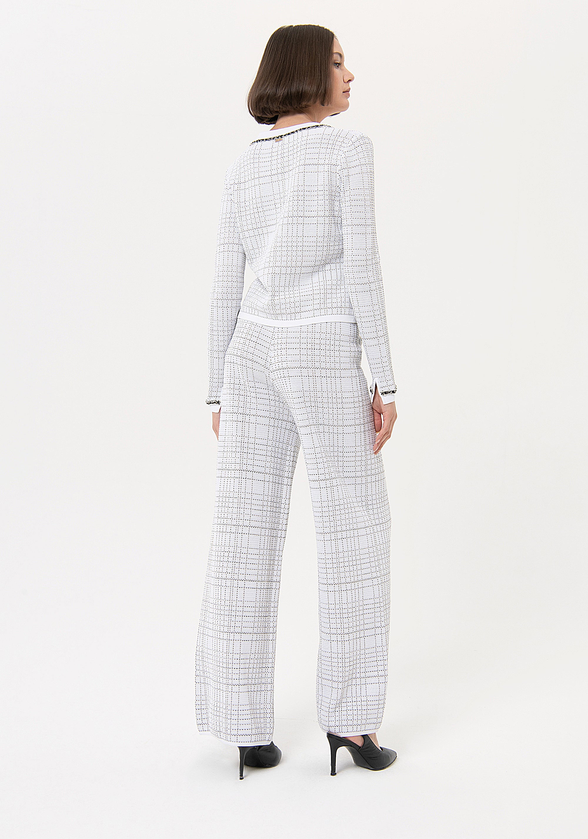 Pantaloni a palazzo flare in jacquard
