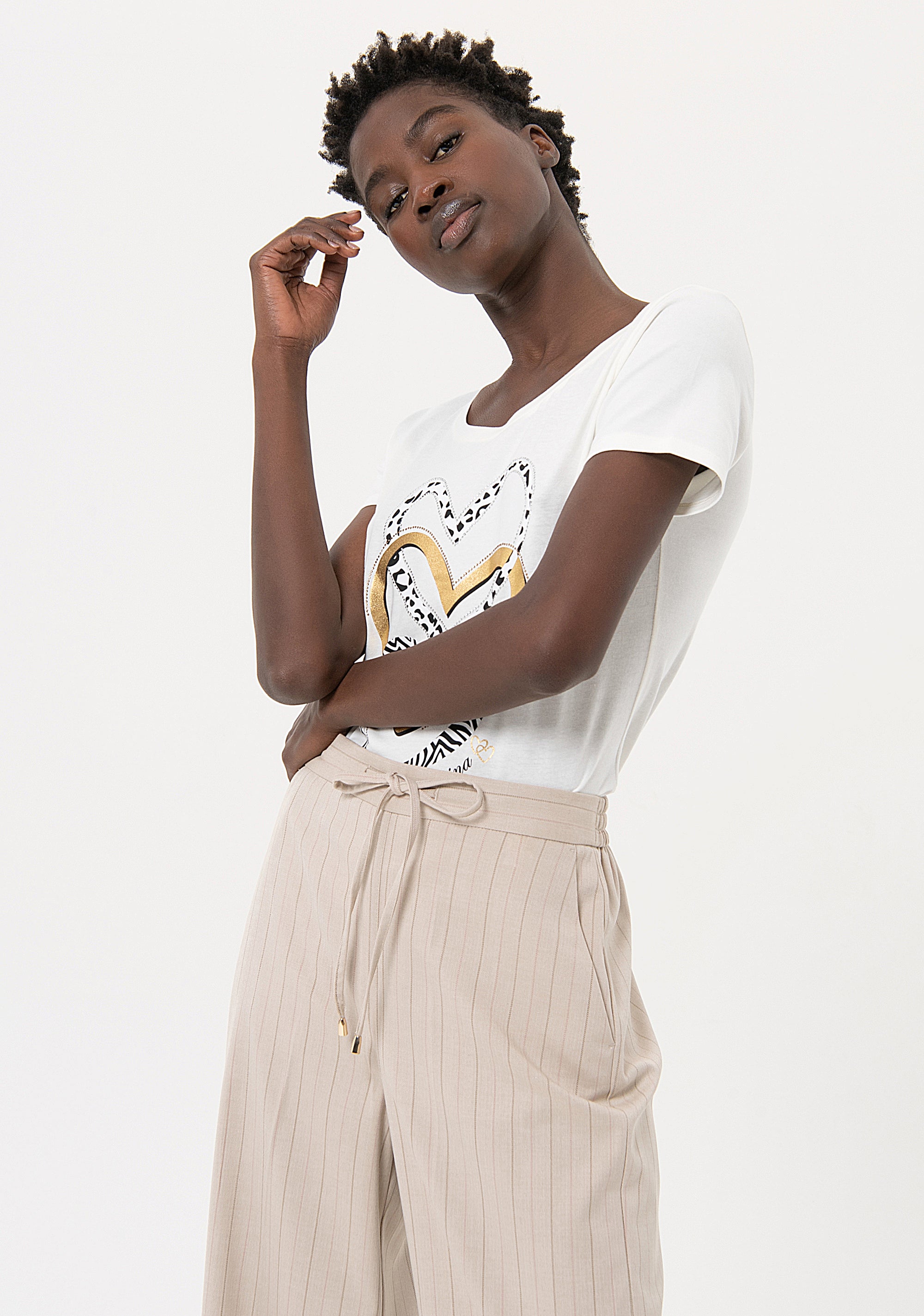 Pantaloni a palazzo flare gessati