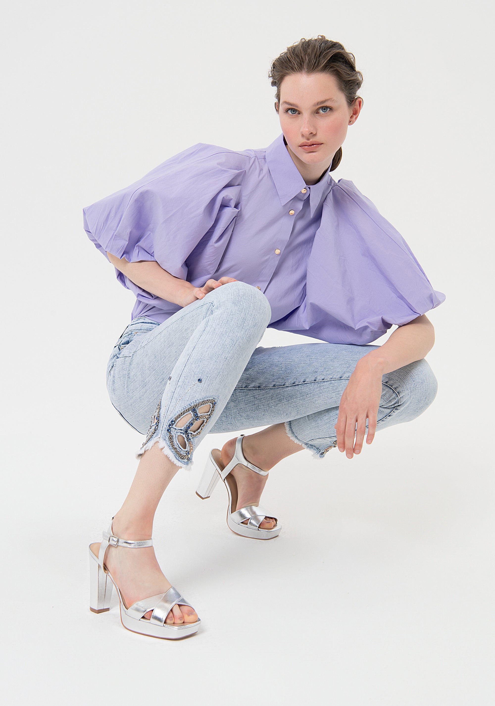 Jeans skinny effetto push up in denim con lavaggio bleached FR24SV8000D40193-685 Fracomina