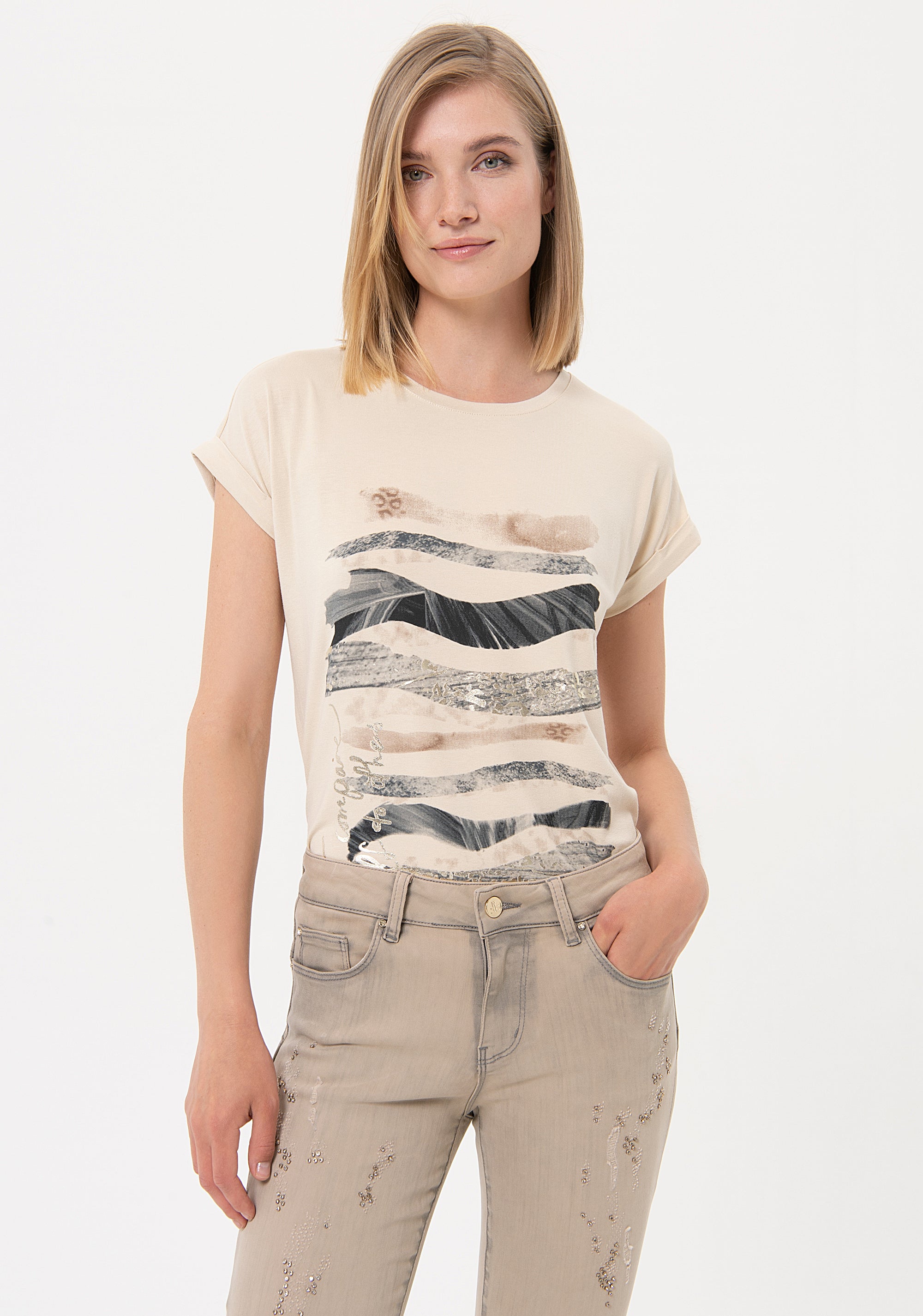 Jeans skinny effetto push up in denim grigio sovrattinto con lavaggio bleached FR24SV8000D45801 Fracomina