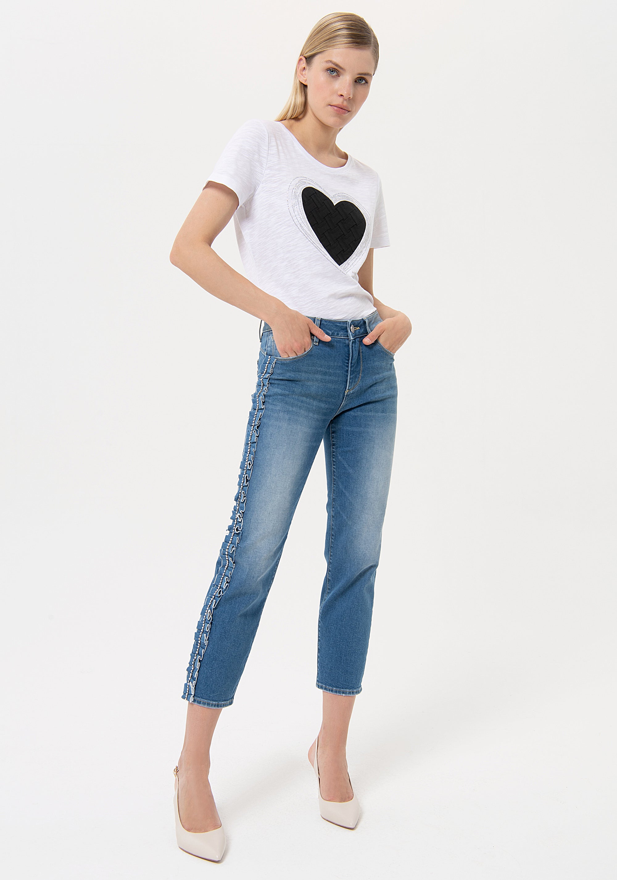 Jeans skinny effetto push up in denim con lavaggio vintage FR24SV8010D401R9 Fracomina