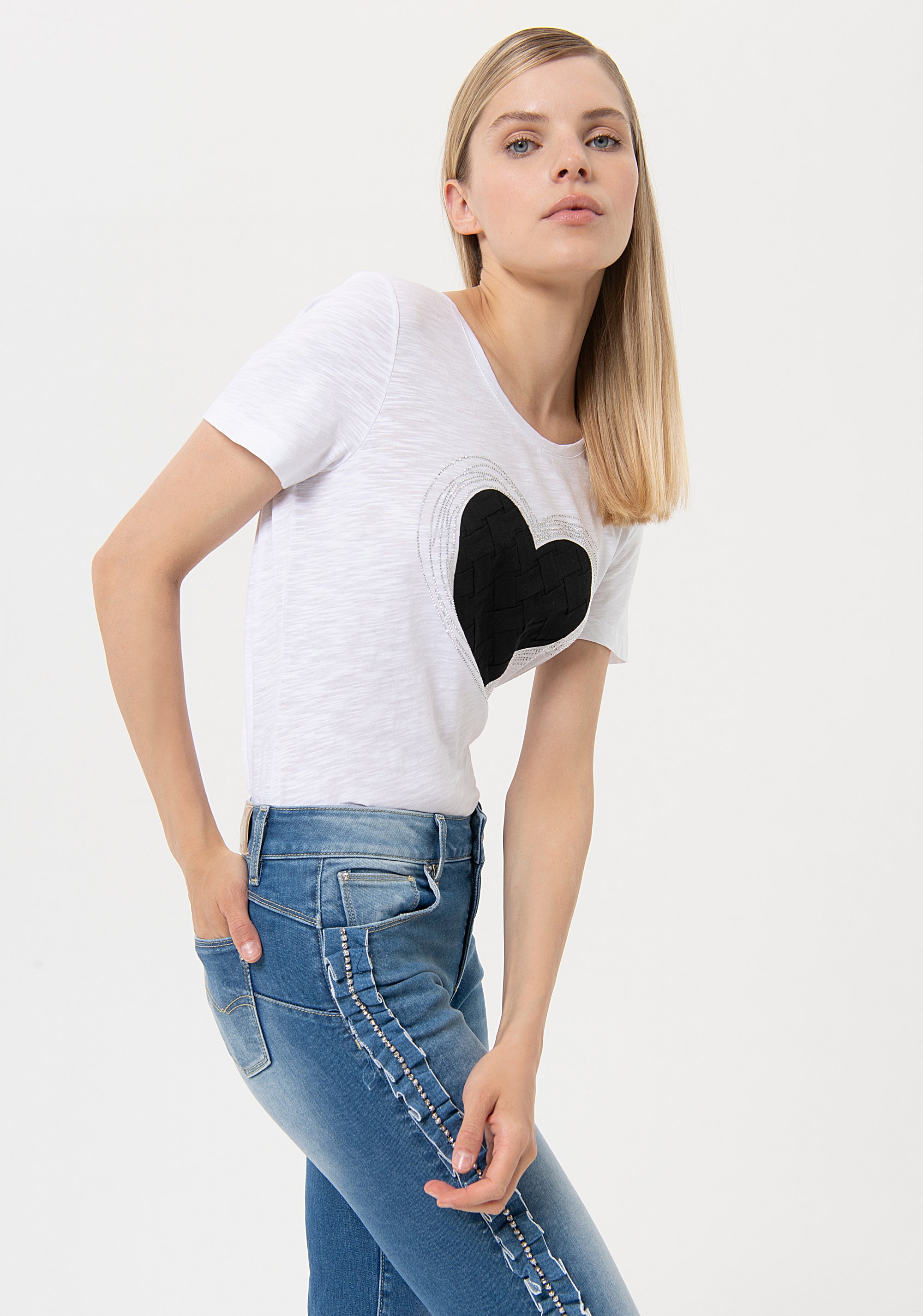 Jeans skinny effetto push up in denim con lavaggio vintage
