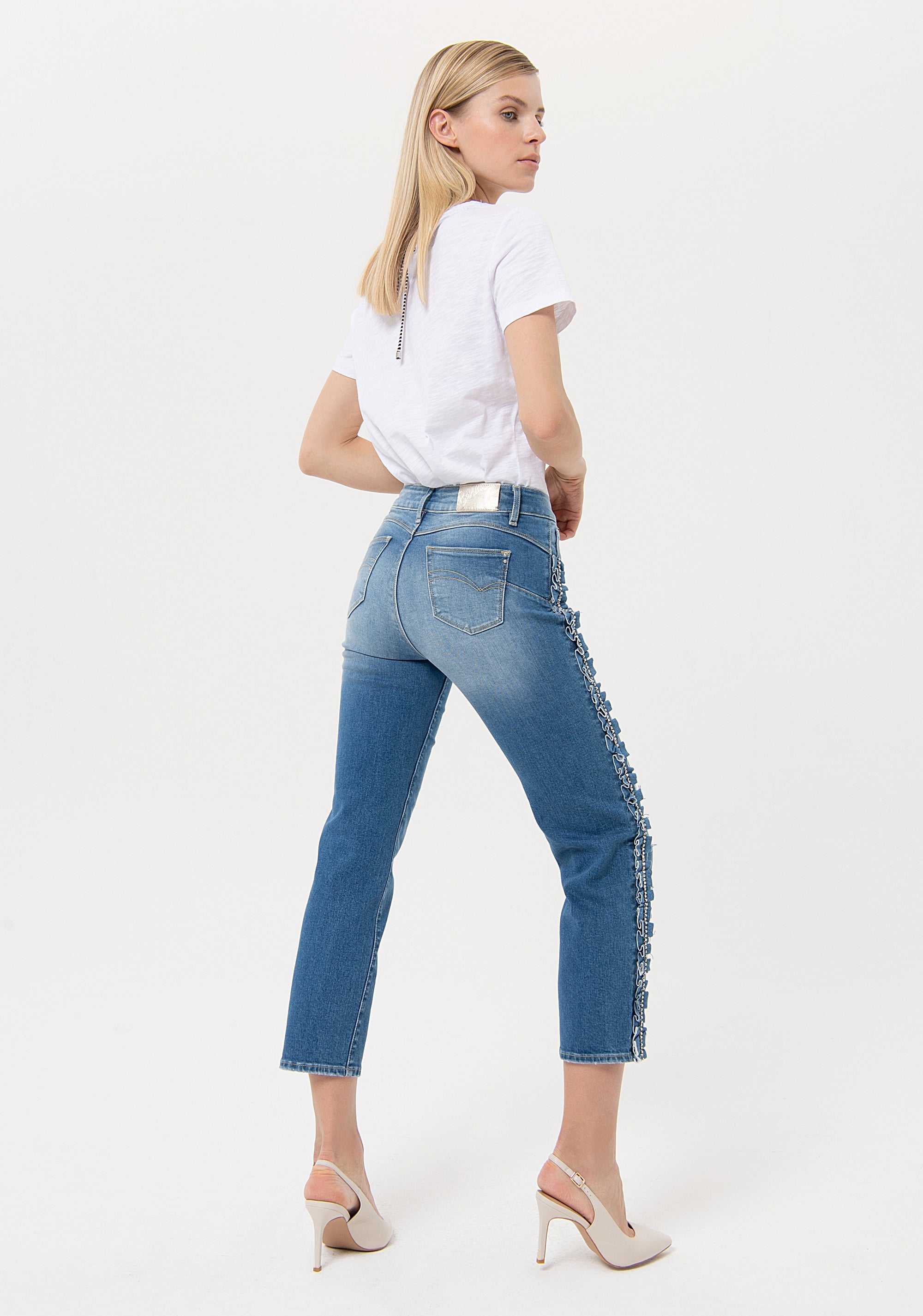 Jeans skinny effetto push up in denim con lavaggio vintage