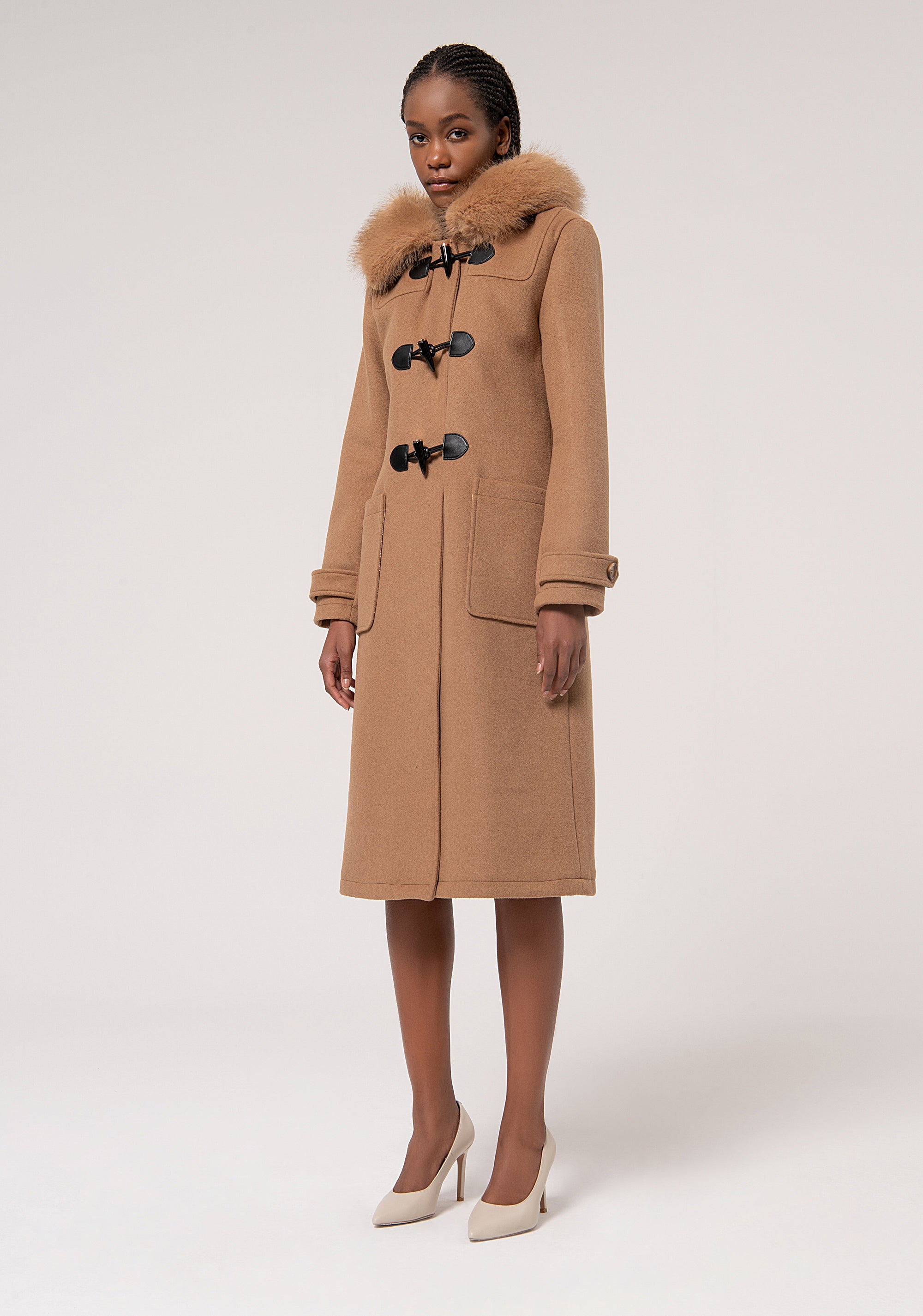 Giacca regular modello montgomery in panno con lana
