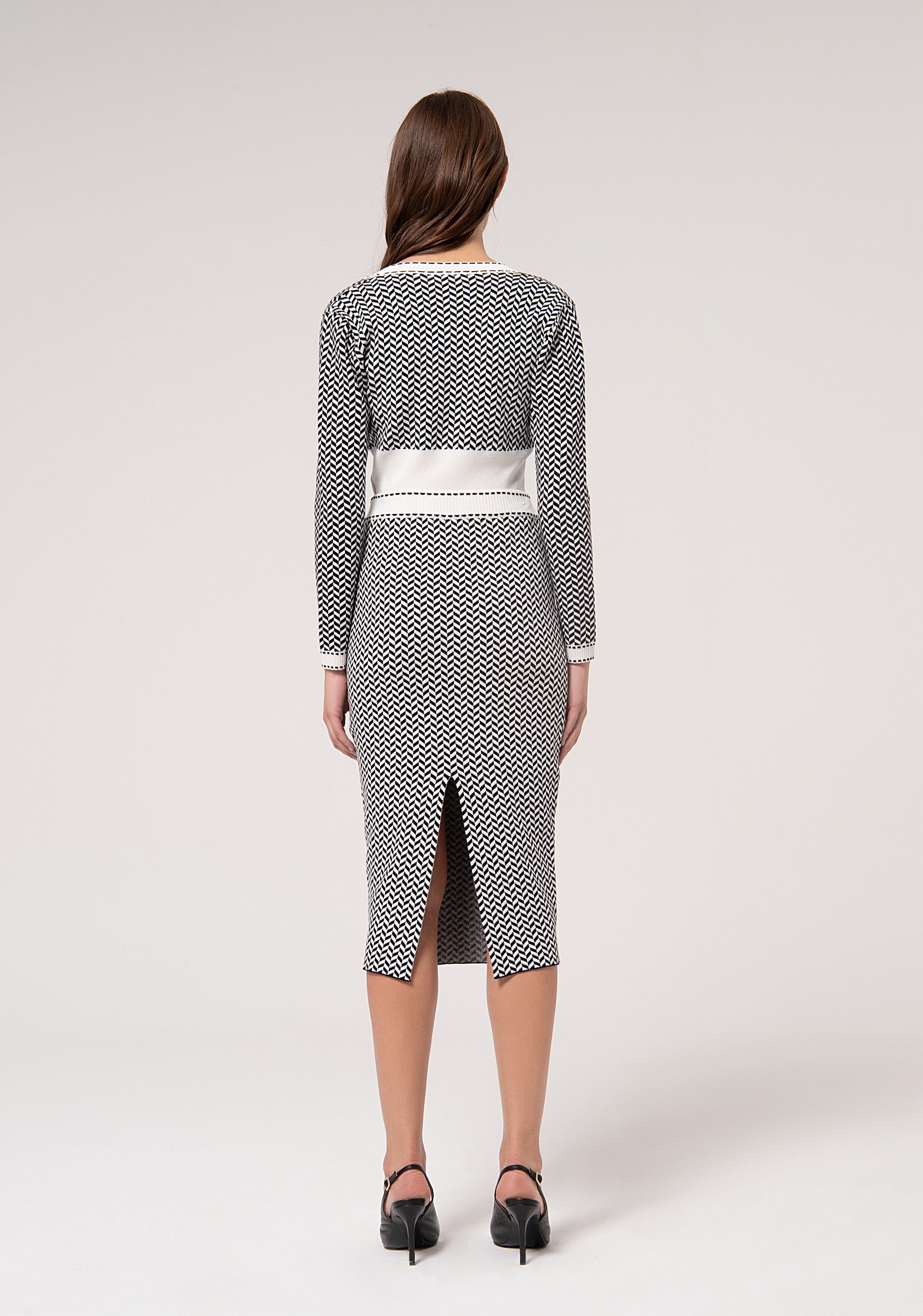 Gonna slim midi in jacquard geometrico